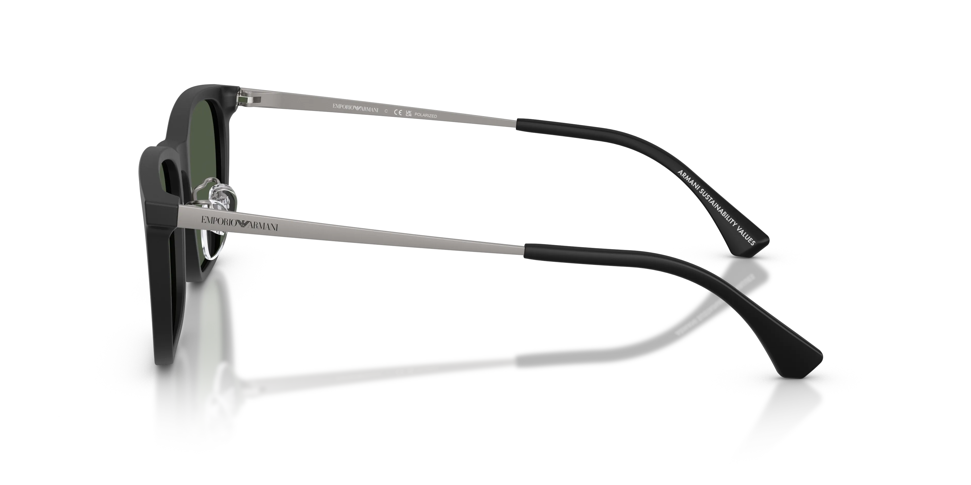 Emporio Armani EA4275D 50019A Occhiali da sole Acetato Nero Verde Squadrata Polarizzata - immagine 4