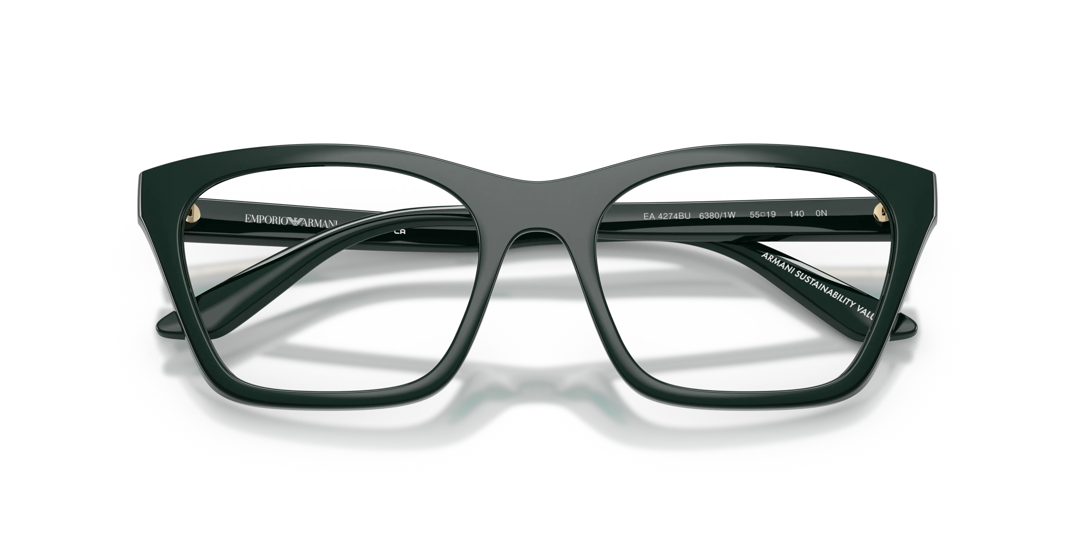 Emporio Armani EA4274BU 63801W Occhiali da sole Iniettato Verde Trasparente Cat Eye Normale - immagine 2