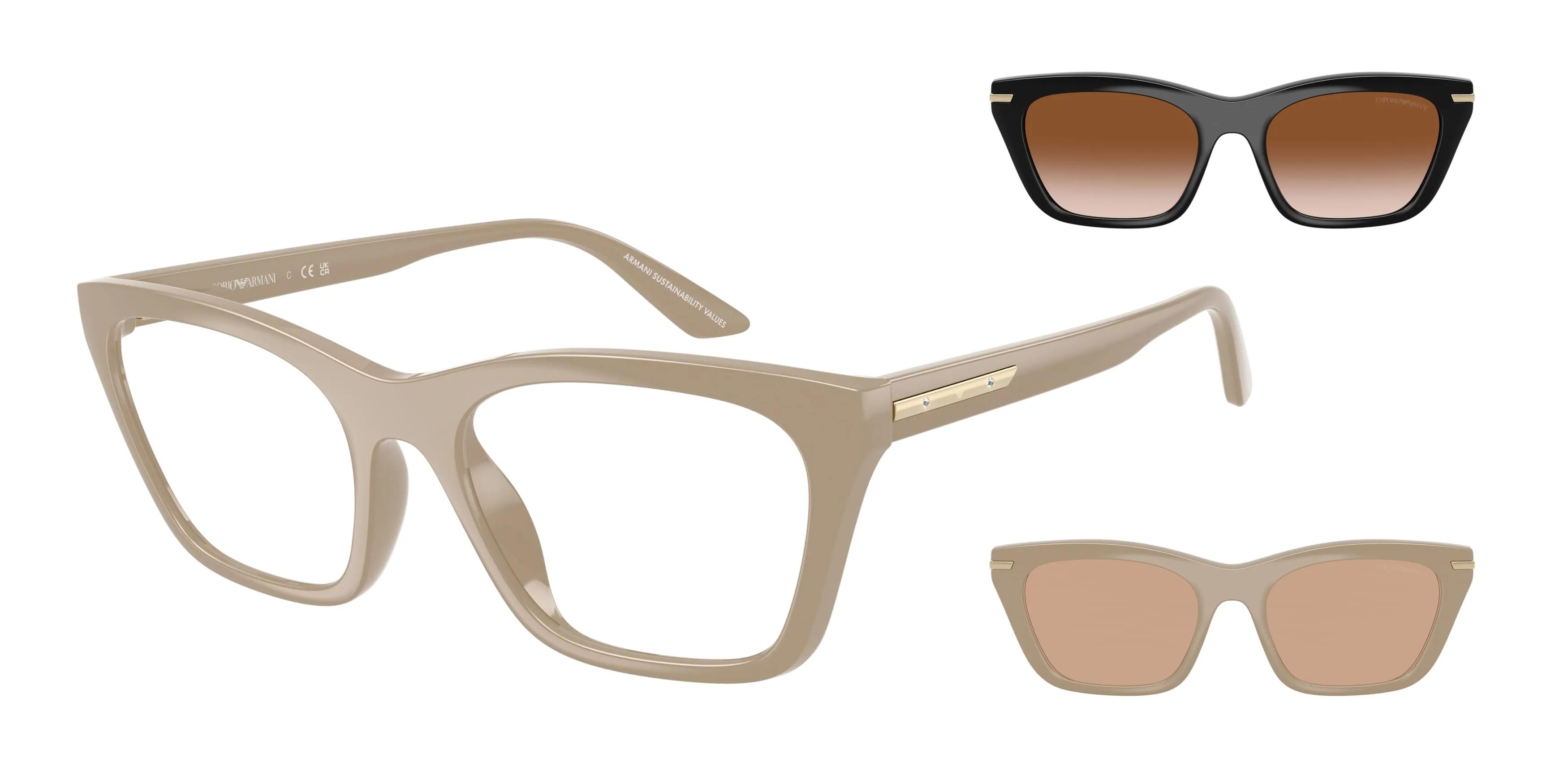 Emporio Armani EA4274BU 63791W Occhiali da sole Iniettato Marrone Trasparente Cat Eye Normale - immagine 1