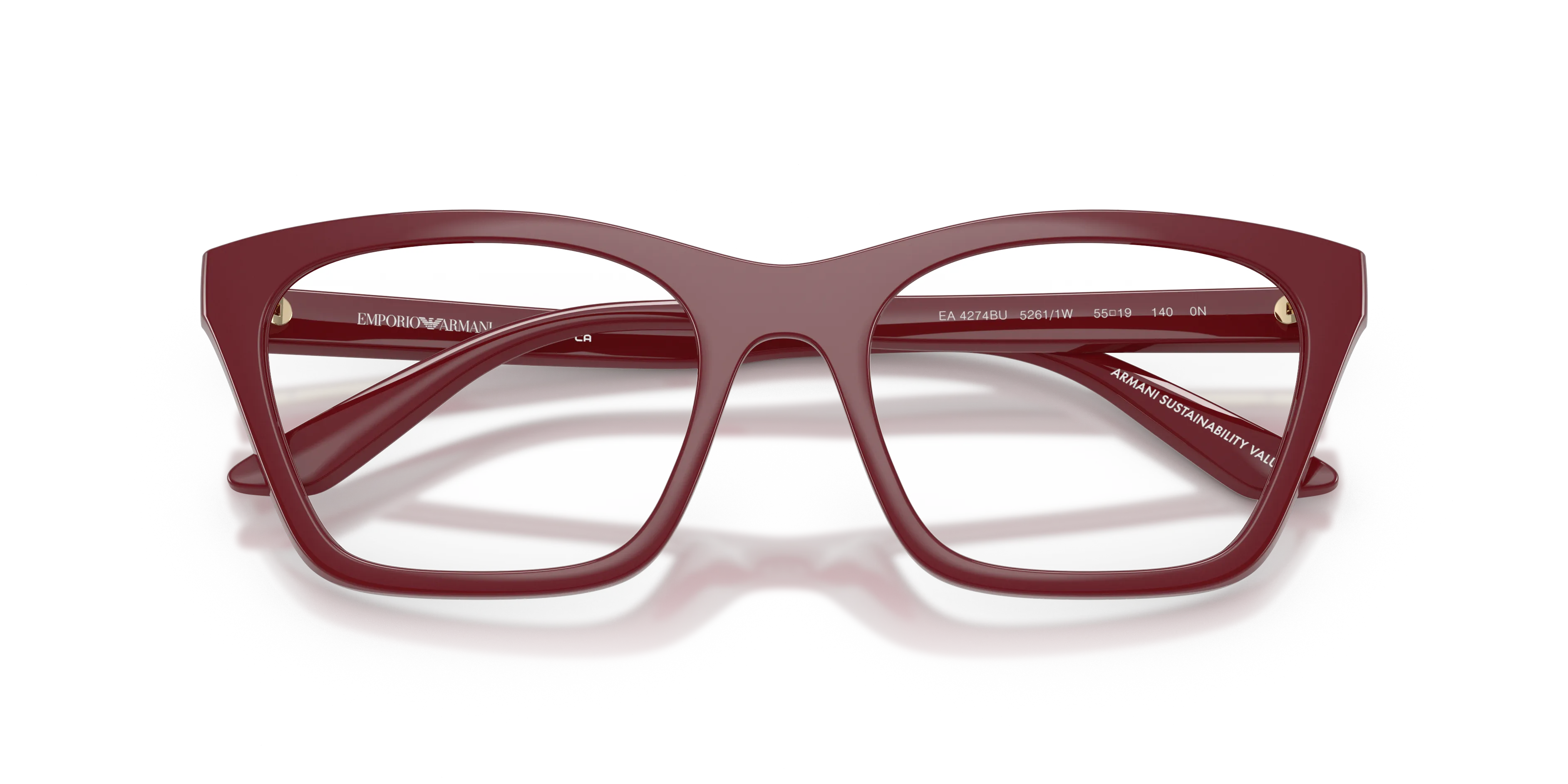 Emporio Armani EA4274BU 52611W Occhiali da sole Iniettato Rosso Trasparente Cat Eye Normale - immagine 2