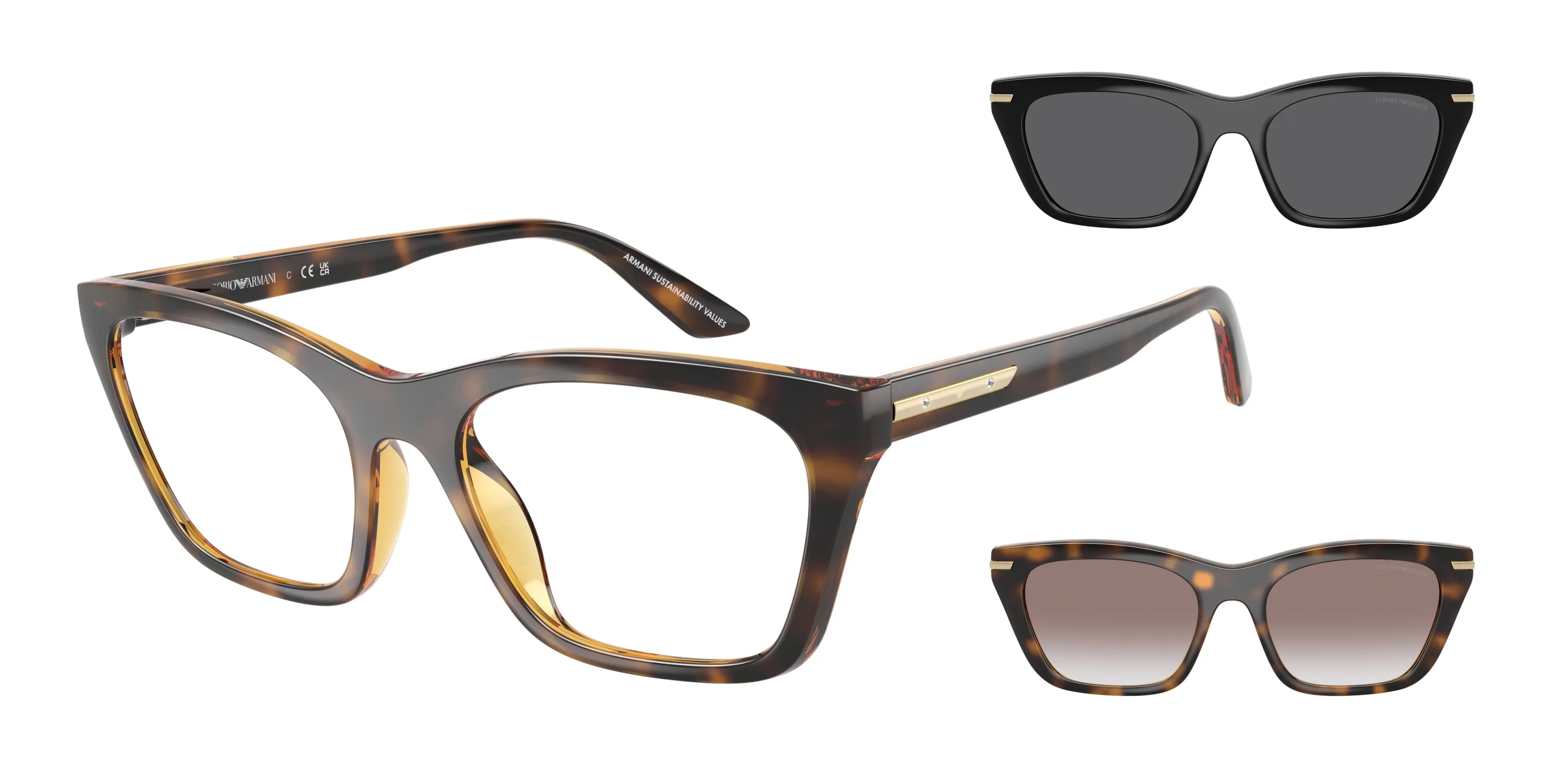 Emporio Armani EA4274BU 50261W Occhiali da sole Iniettato Tartaruga Trasparente Cat Eye Normale - immagine 1