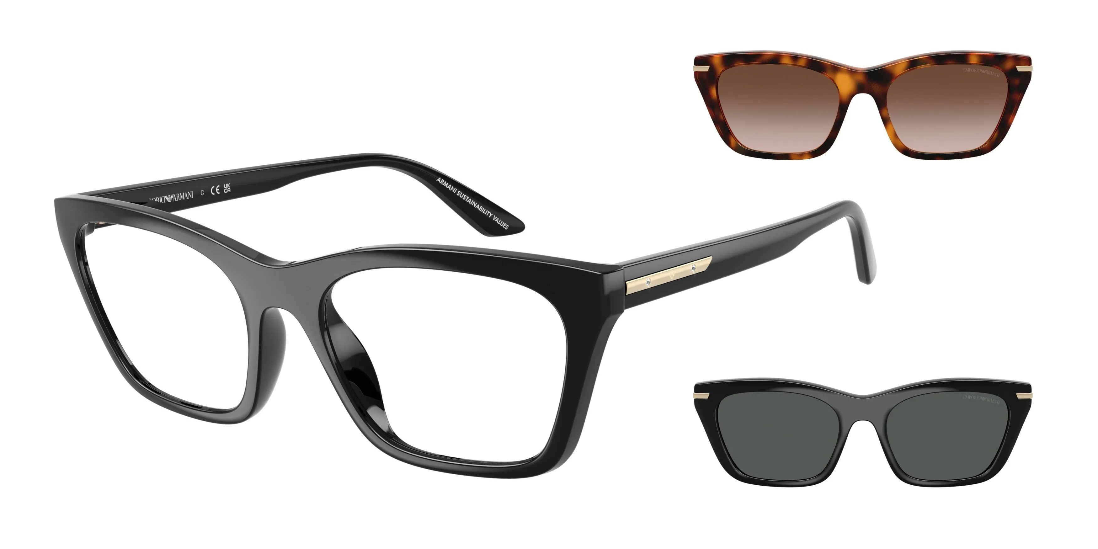 Emporio Armani EA4274BU 50171W Occhiali da sole Iniettato Nero Trasparente Cat Eye Normale - immagine 1