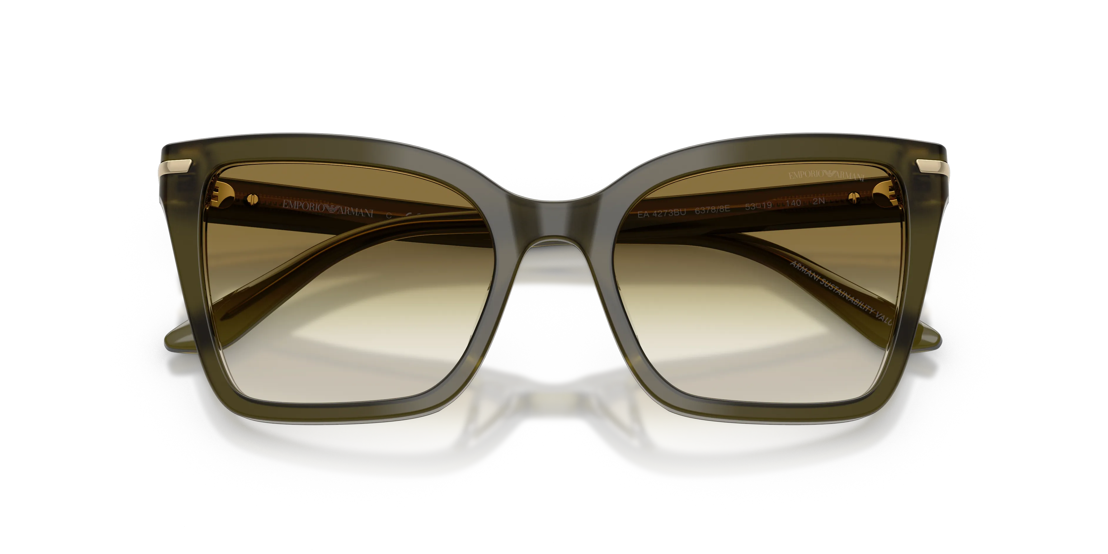 Emporio Armani EA4273BU 63788E Occhiali da sole Acetato Verde Verde Squadrata Normale Sfumato - immagine 2