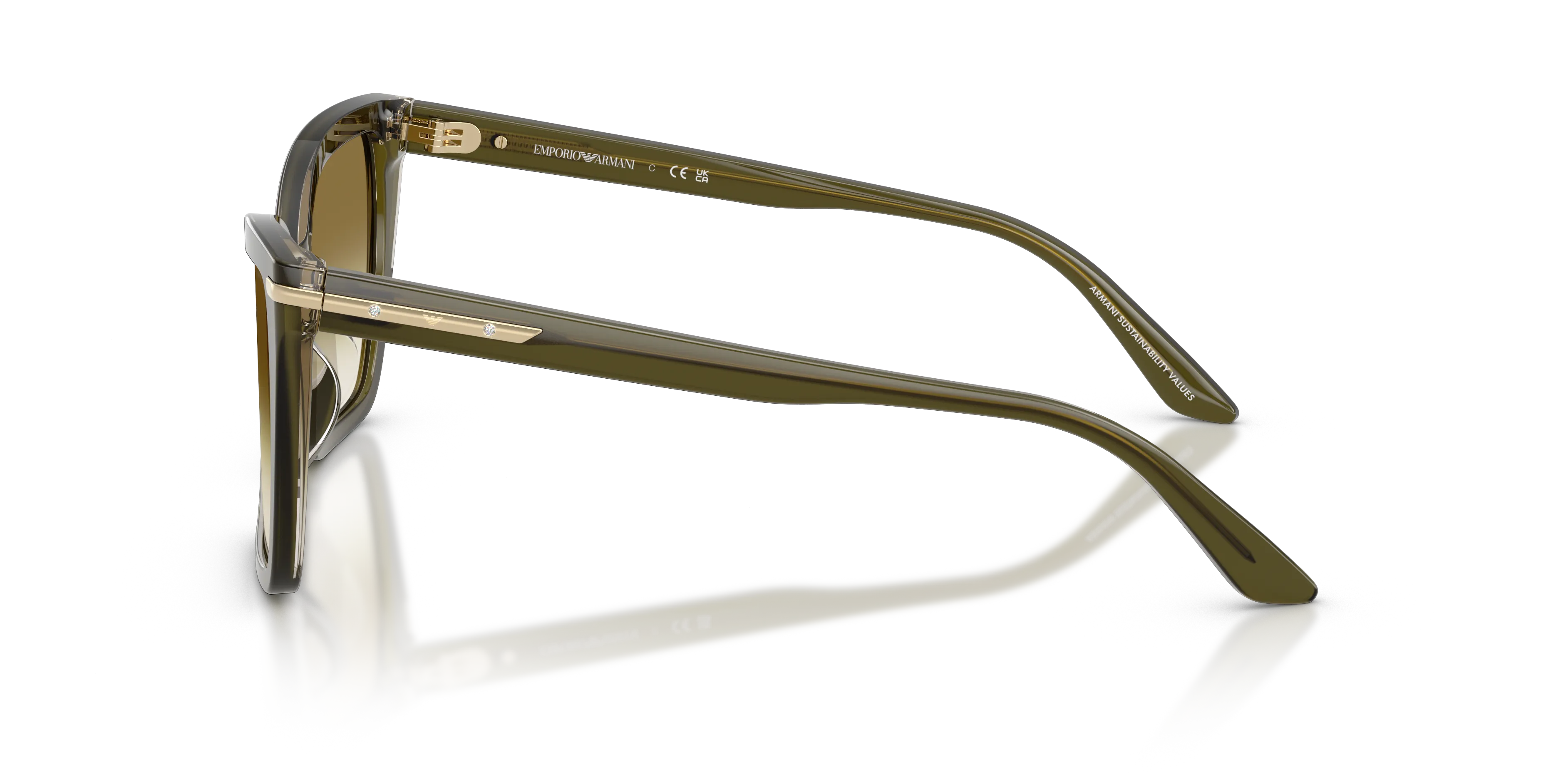 Emporio Armani EA4273BU 63788E Occhiali da sole Acetato Verde Verde Squadrata Normale Sfumato - immagine 4