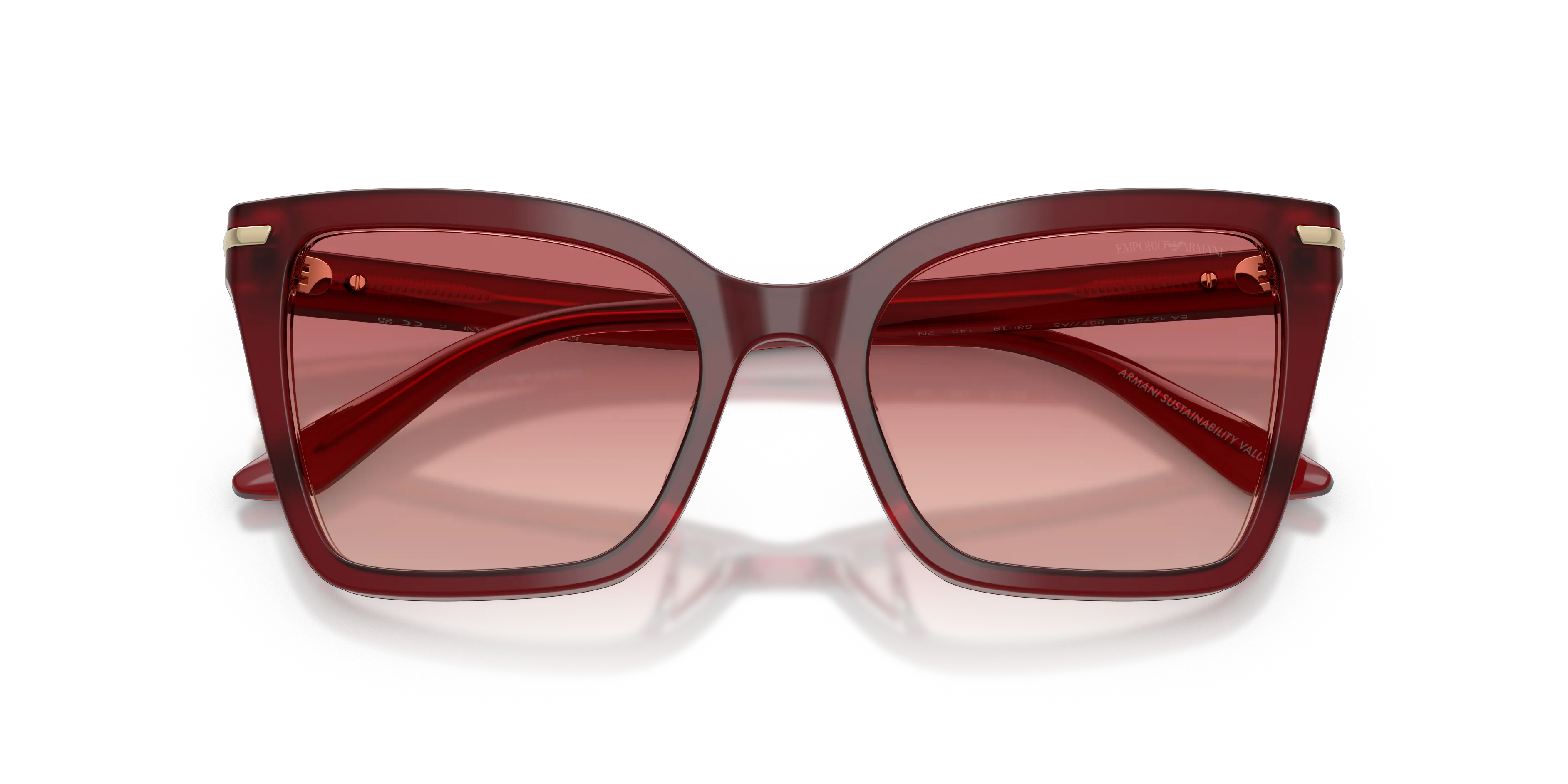 Emporio Armani EA4273BU 6377A5 Occhiali da sole Acetato Rosso Rosa Squadrata Normale Sfumato - immagine 2