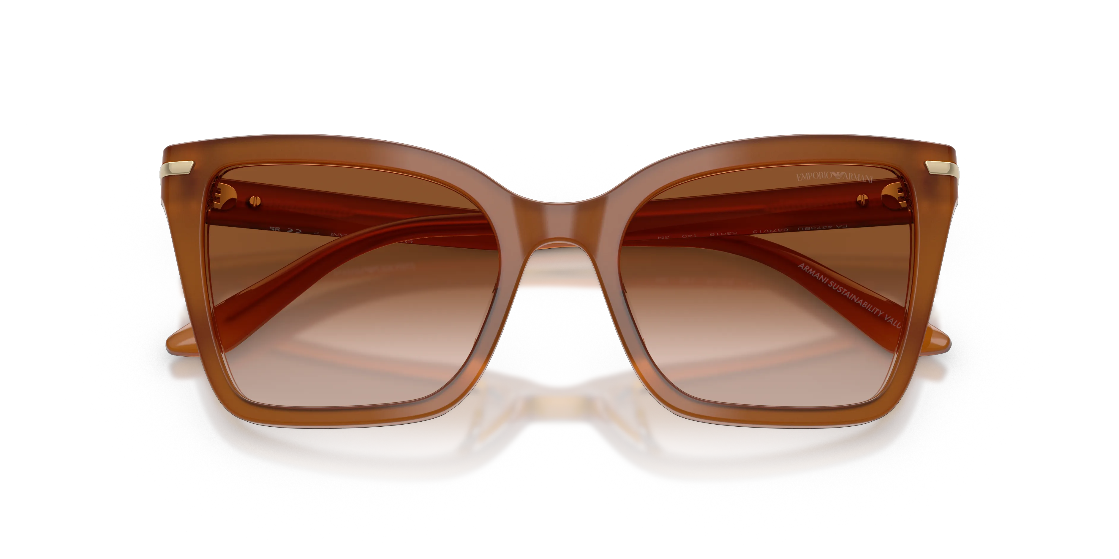Emporio Armani EA4273BU 637613 Occhiali da sole Acetato Marrone Marrone Squadrata Normale Sfumato - immagine 2