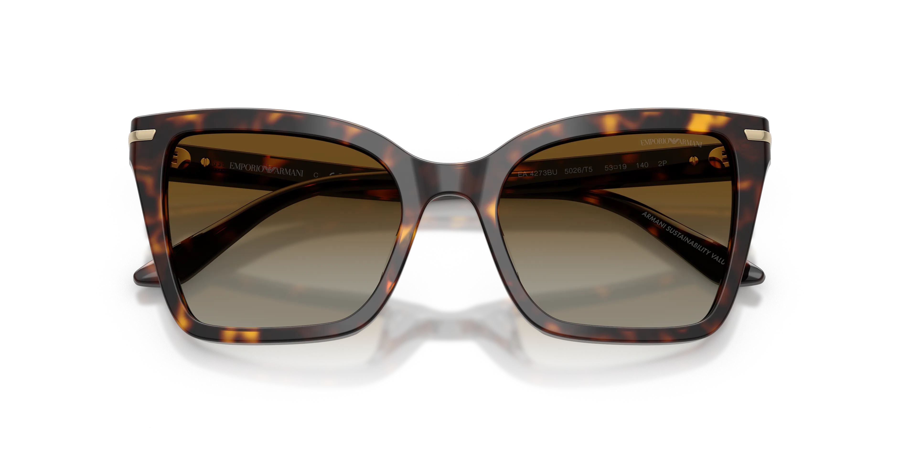 Emporio Armani EA4273BU 5026T5 Occhiali da sole Acetato Tartaruga Marrone Squadrata Polarizzata - immagine 2