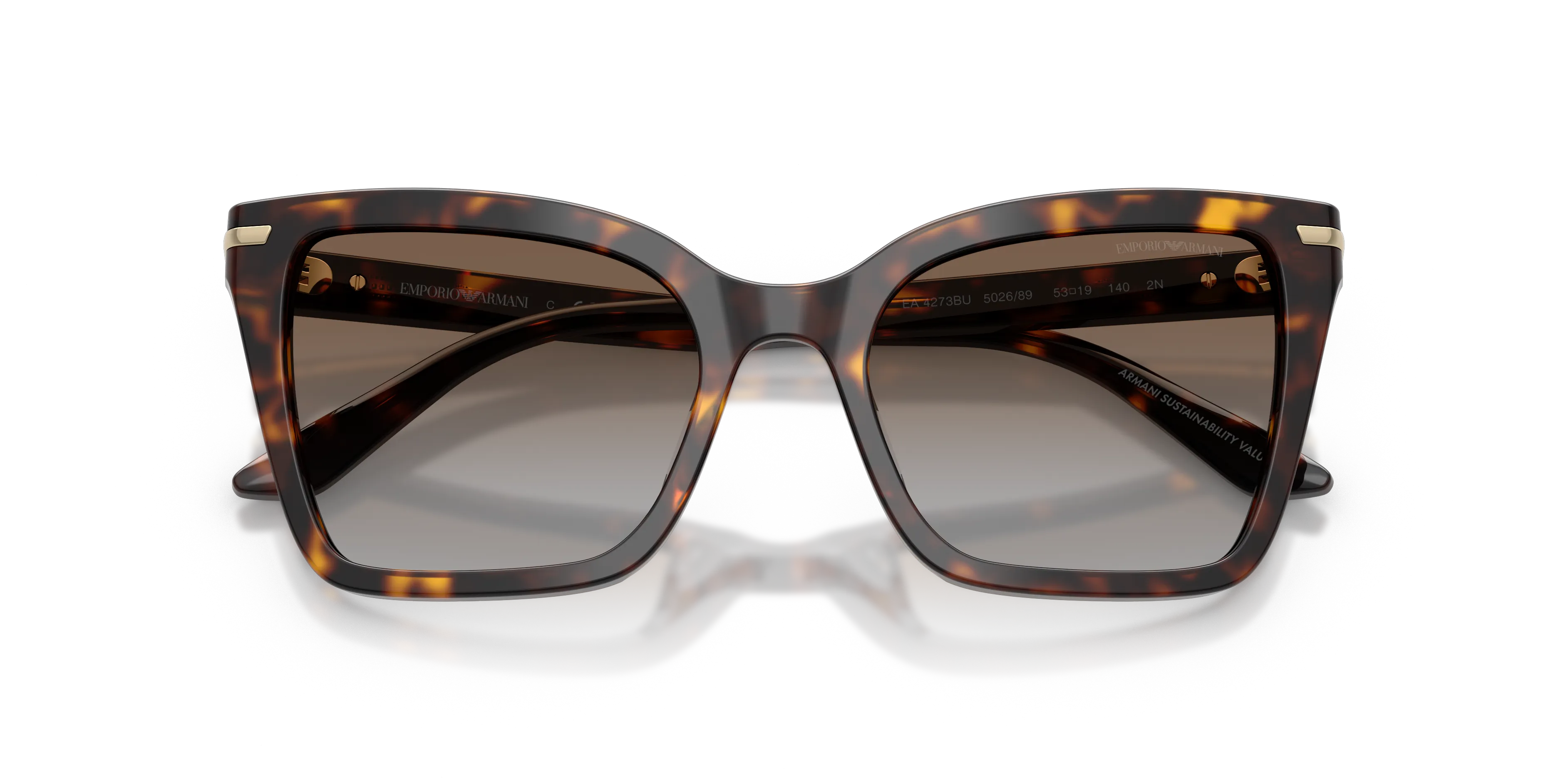 Emporio Armani EA4273BU 502689 Occhiali da sole Acetato Tartaruga Grigio Squadrata Normale Sfumato - immagine 2