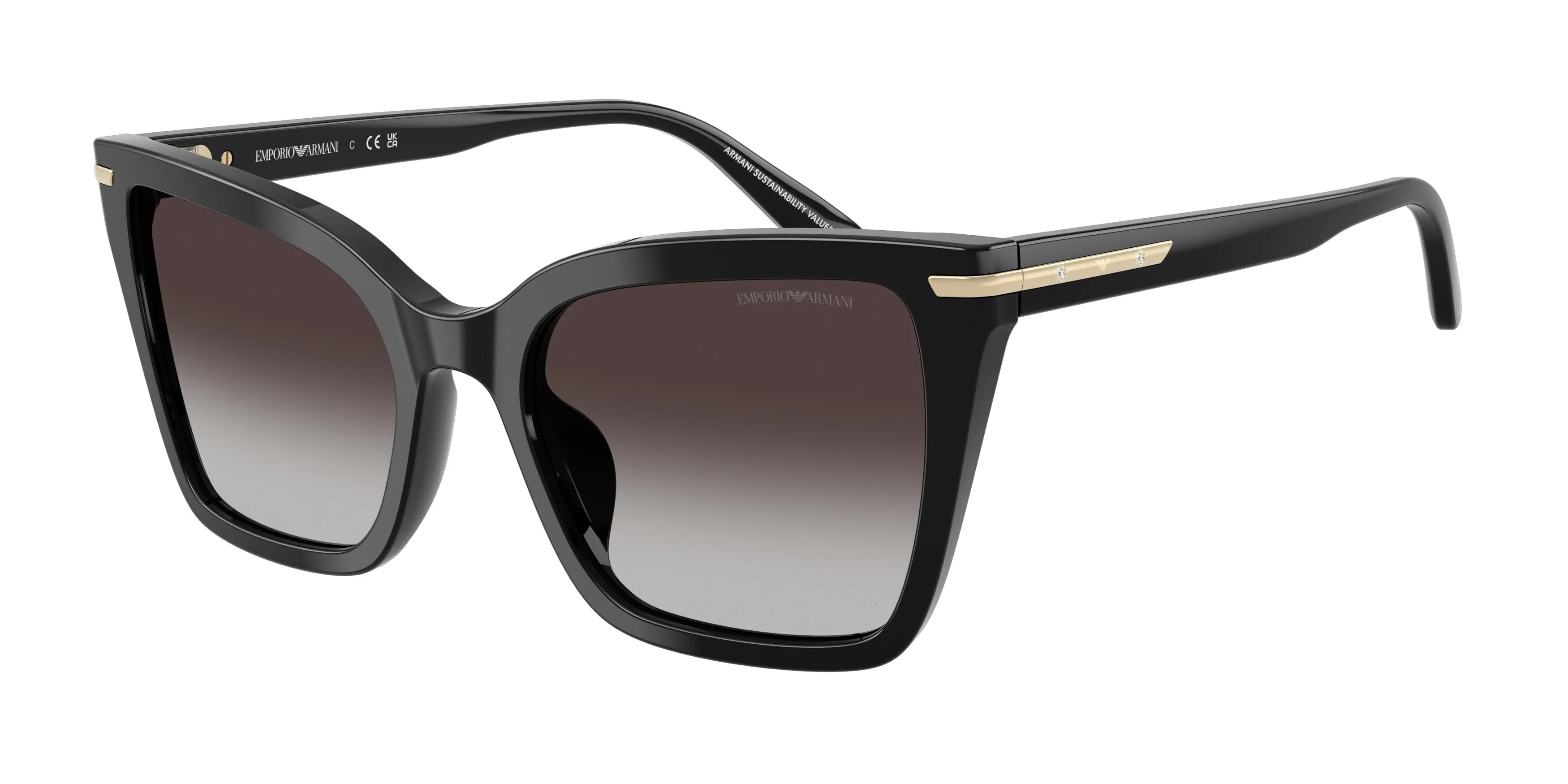 Emporio Armani EA4273BU 50178G Occhiali da sole Acetato Nero Grigio Squadrata Normale Sfumato - immagine 1