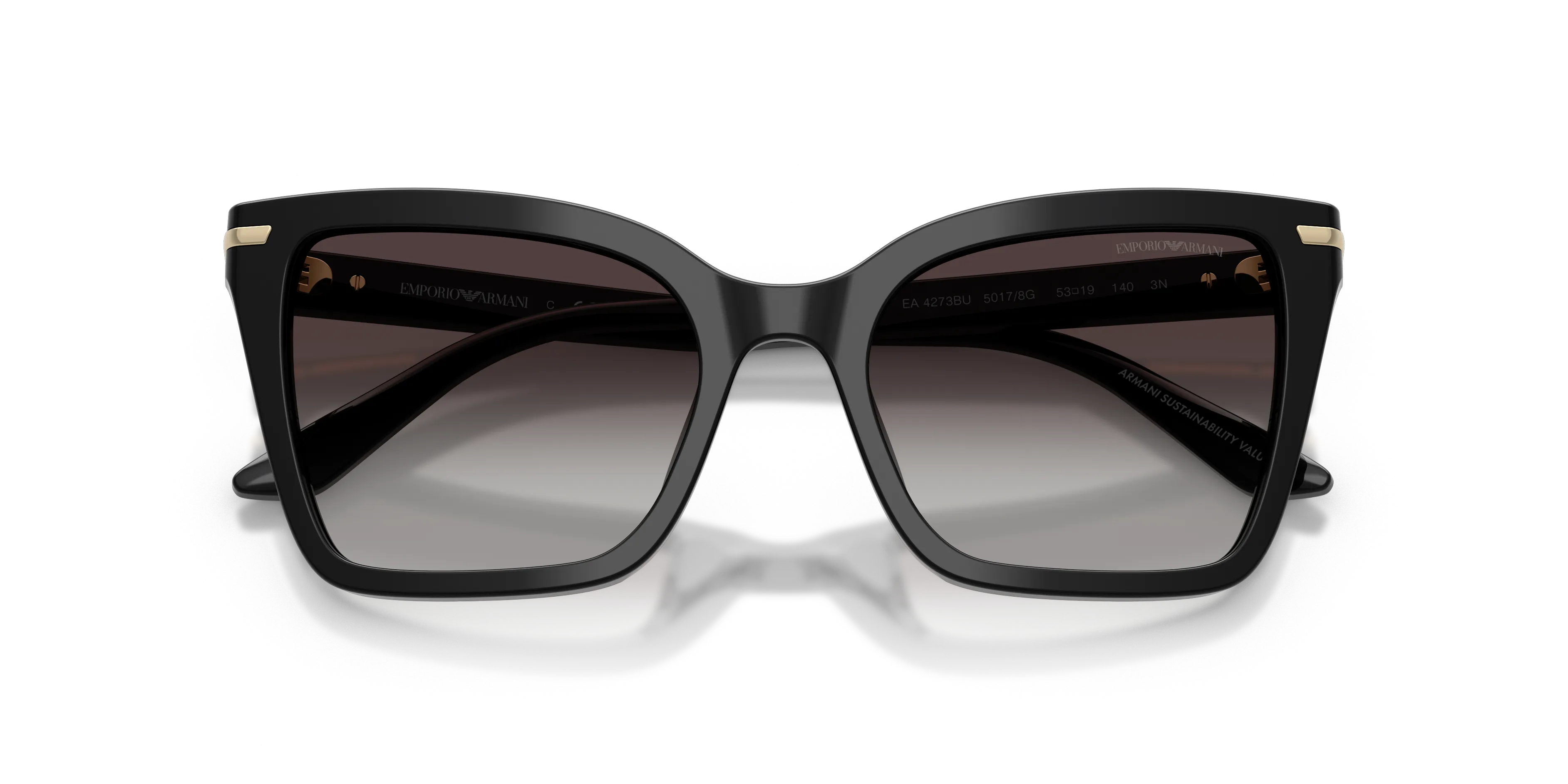 Emporio Armani EA4273BU 50178G Occhiali da sole Acetato Nero Grigio Squadrata Normale Sfumato - immagine 2