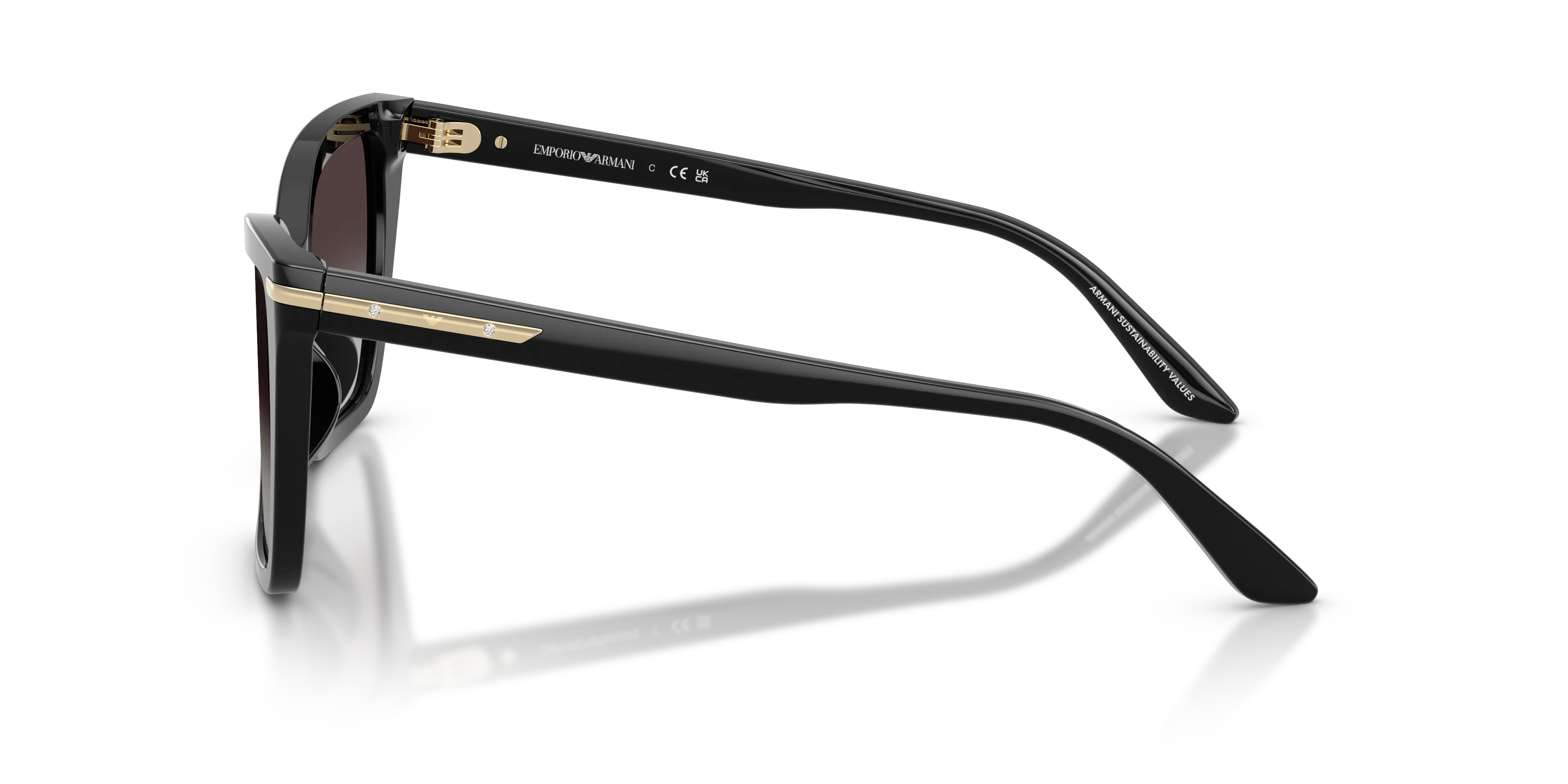 Emporio Armani EA4273BU 50178G Occhiali da sole Acetato Nero Grigio Squadrata Normale Sfumato - immagine 4