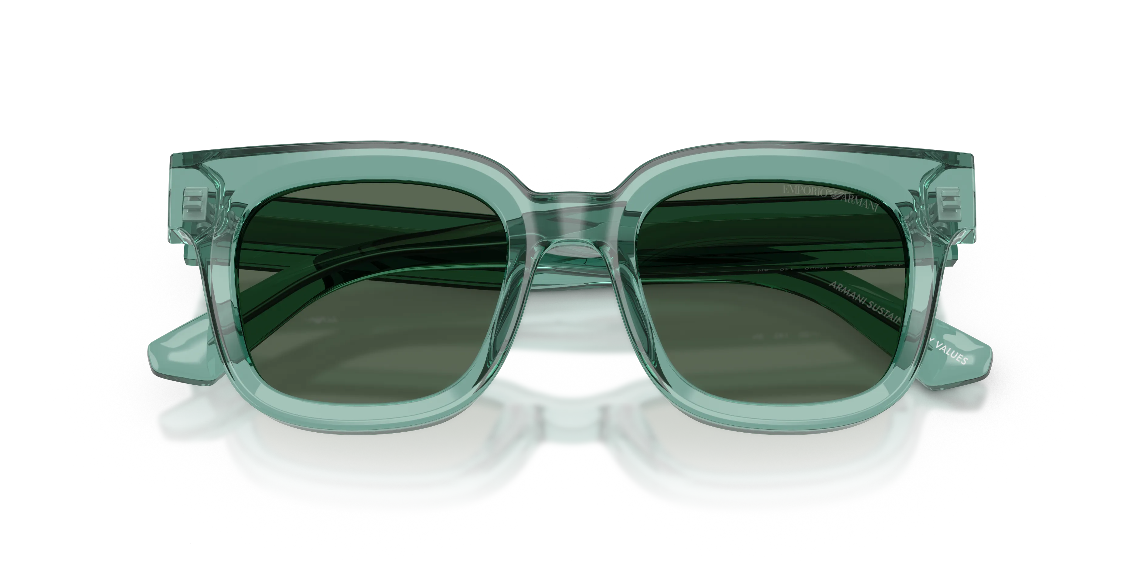 Emporio Armani EA4271 636571 Occhiali da sole Acetato Verde Verde Geometrica Normale - immagine 2