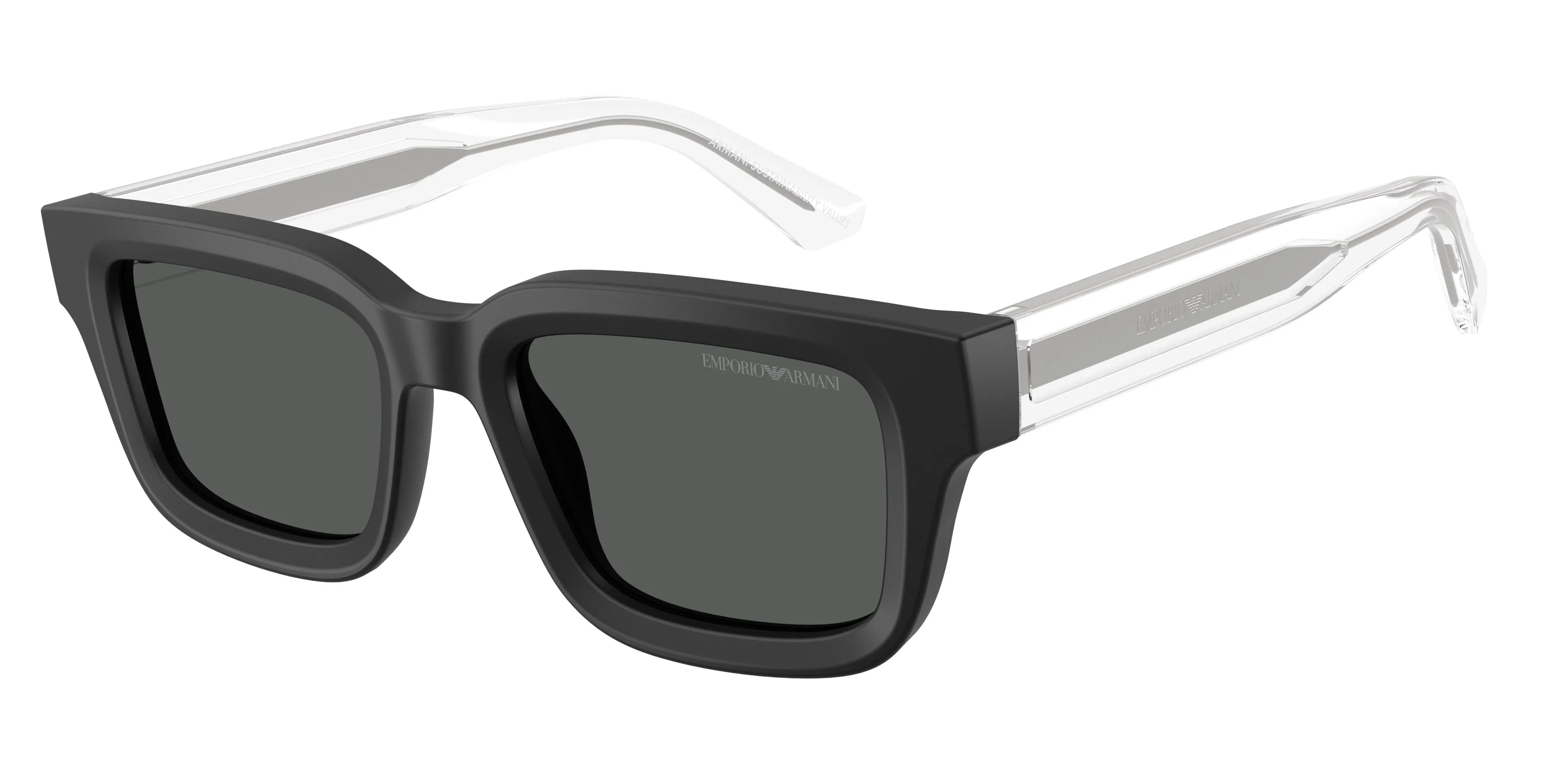 Emporio Armani EA4270 500187 Occhiali da sole Acetato Nero Grigio Geometrica Normale - immagine 1