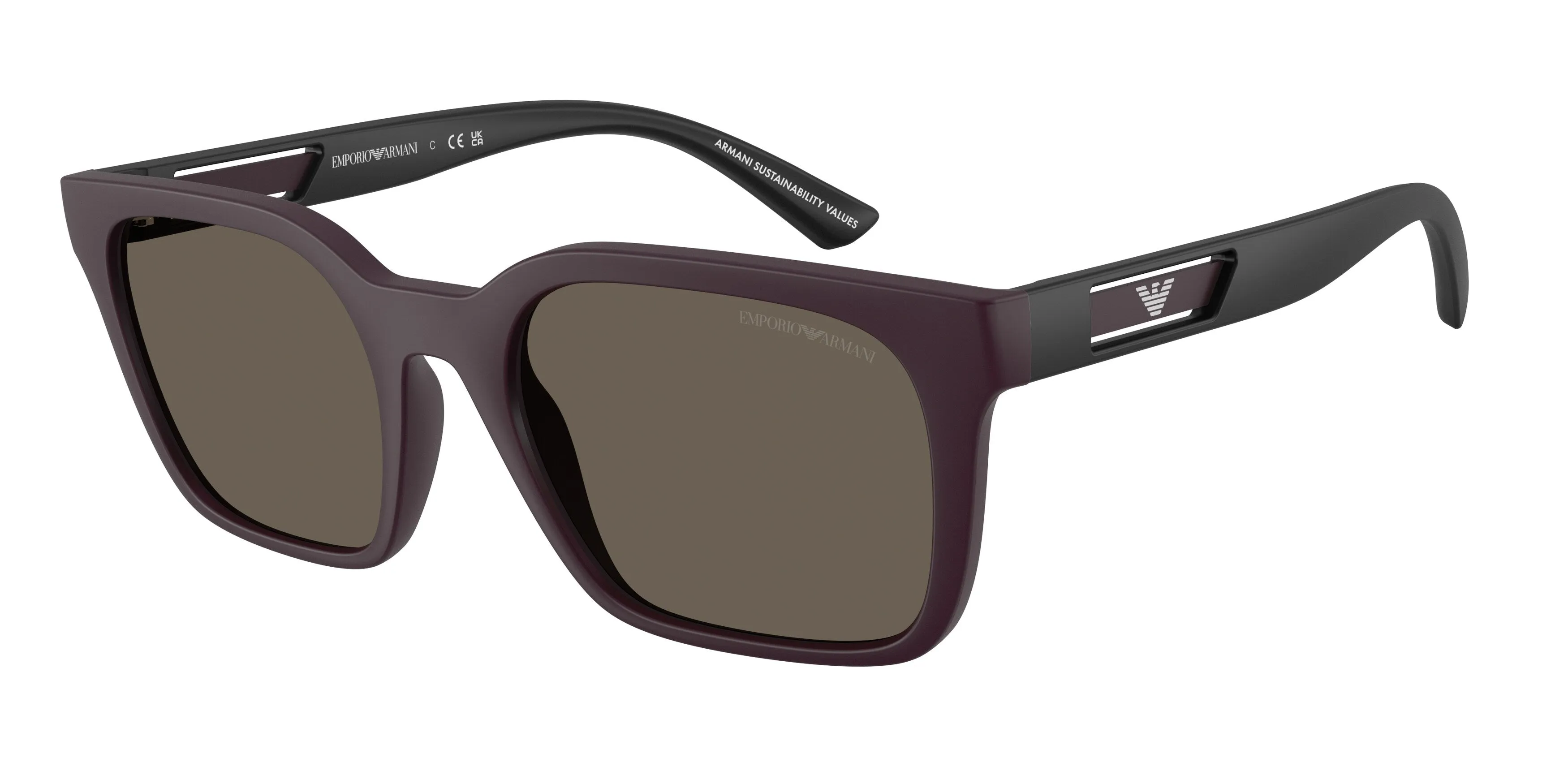 Emporio Armani EA4269 6371/3 Occhiali da sole Iniettato Viola Marrone Squadrata Normale - immagine 1