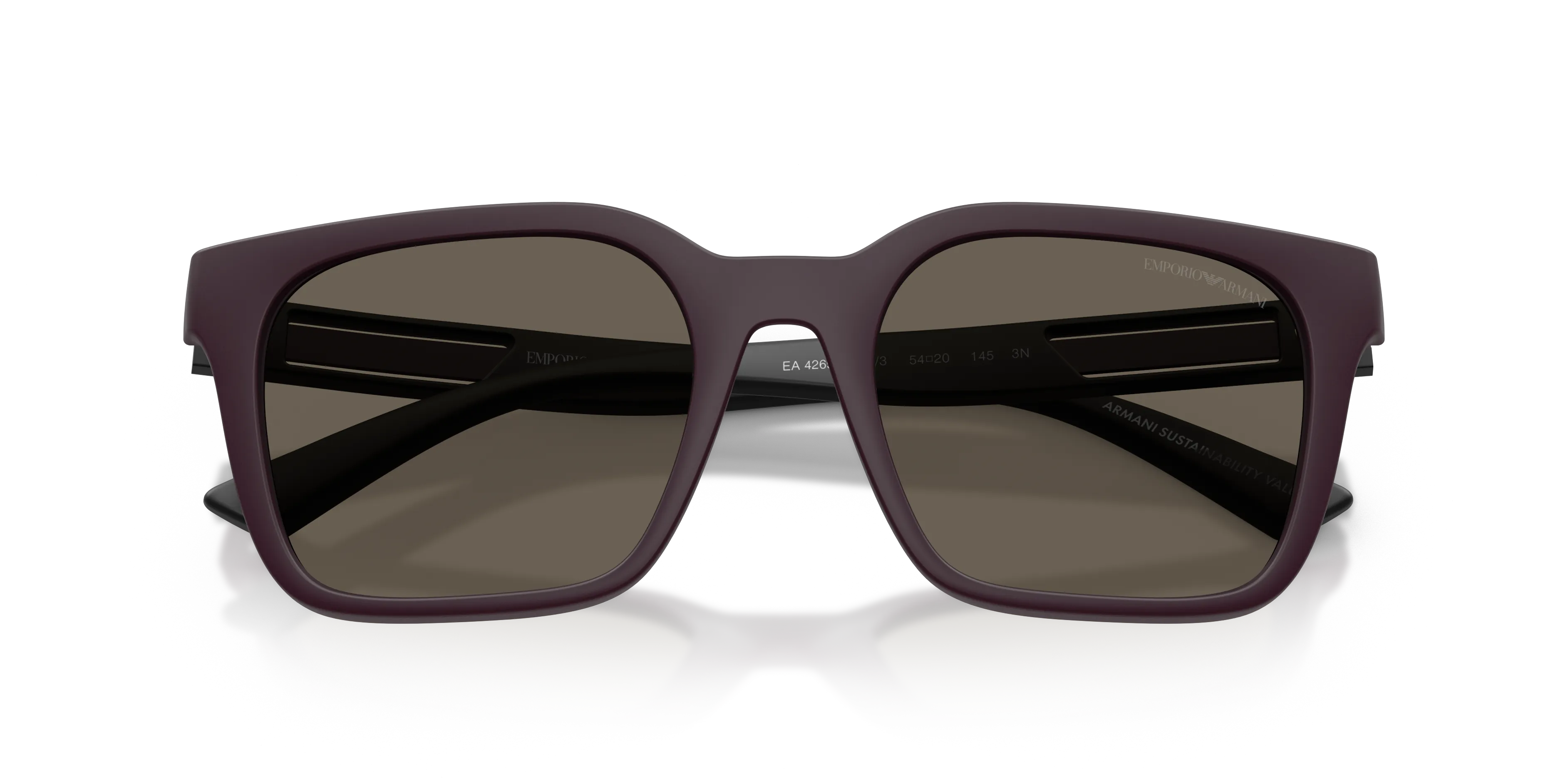 Emporio Armani EA4269 6371/3 Occhiali da sole Iniettato Viola Marrone Squadrata Normale - immagine 2