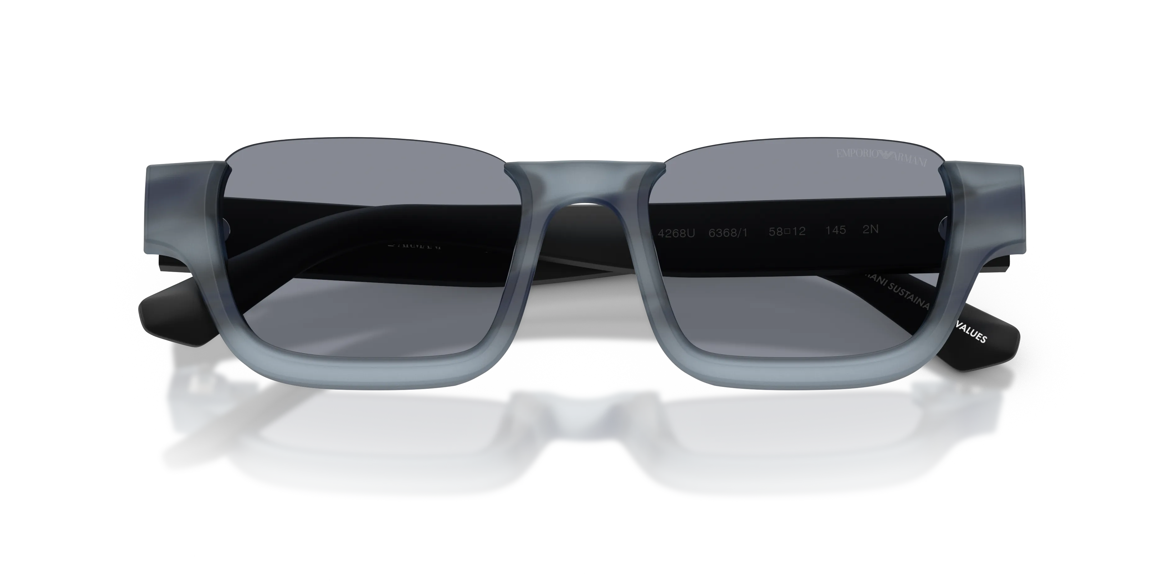 Emporio Armani EA4268U 6368/1 Occhiali da sole Acetato Blu Grigio Geometrica Normale - immagine 2