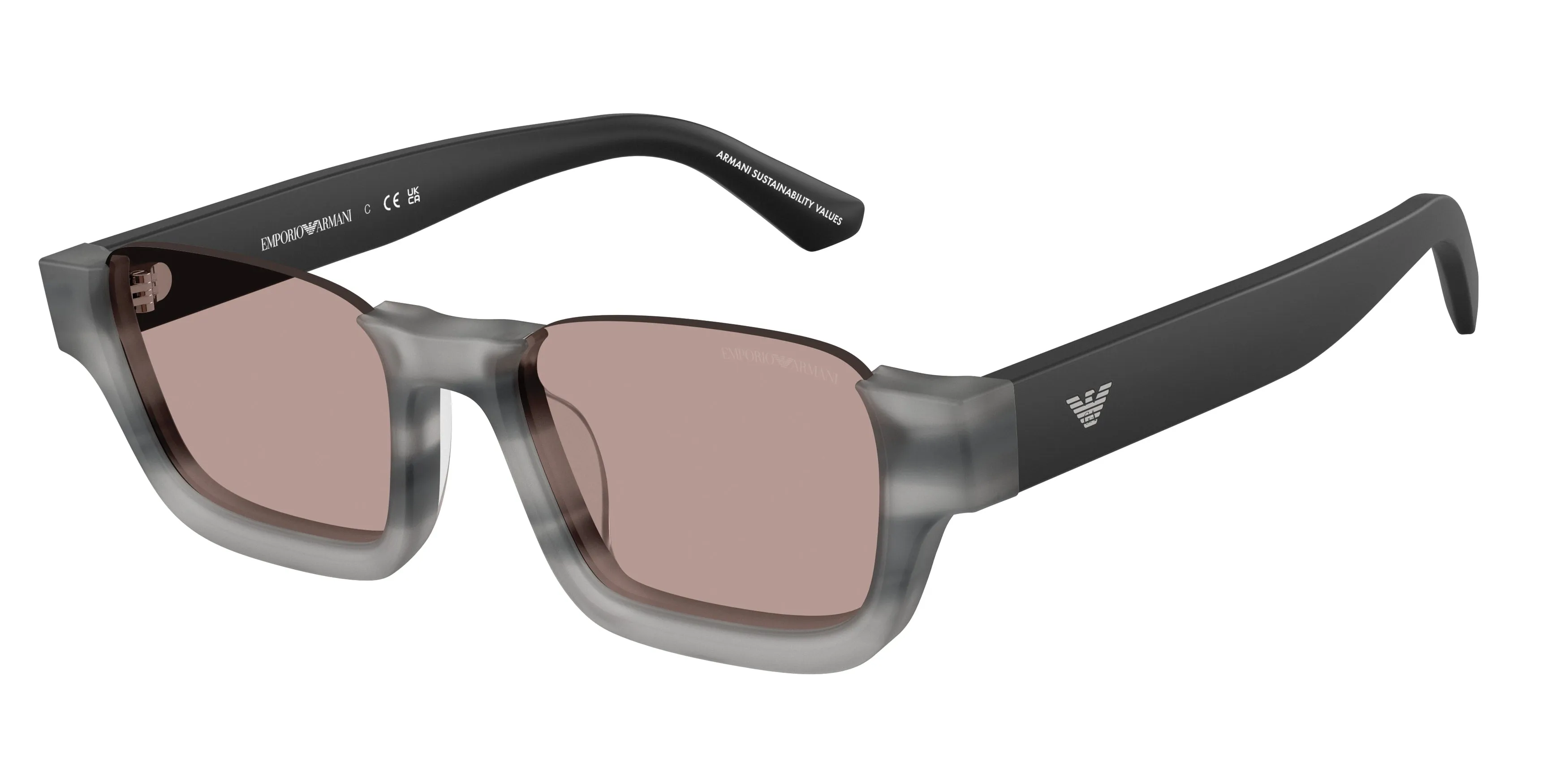 Emporio Armani EA4268U 63677N Occhiali da sole Acetato Grigio Marrone Geometrica Normale - immagine 1