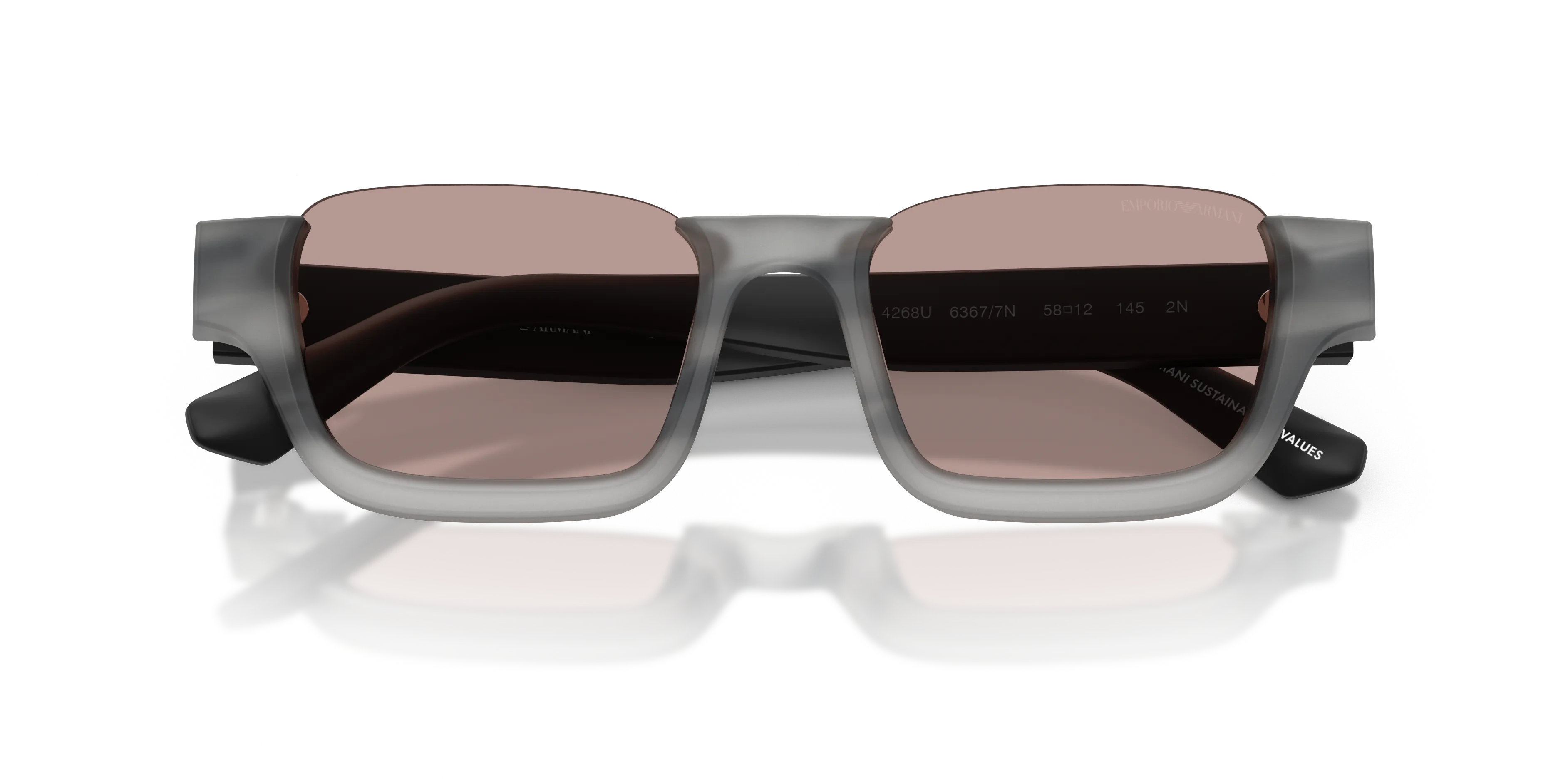 Emporio Armani EA4268U 63677N Occhiali da sole Acetato Grigio Marrone Geometrica Normale - immagine 2