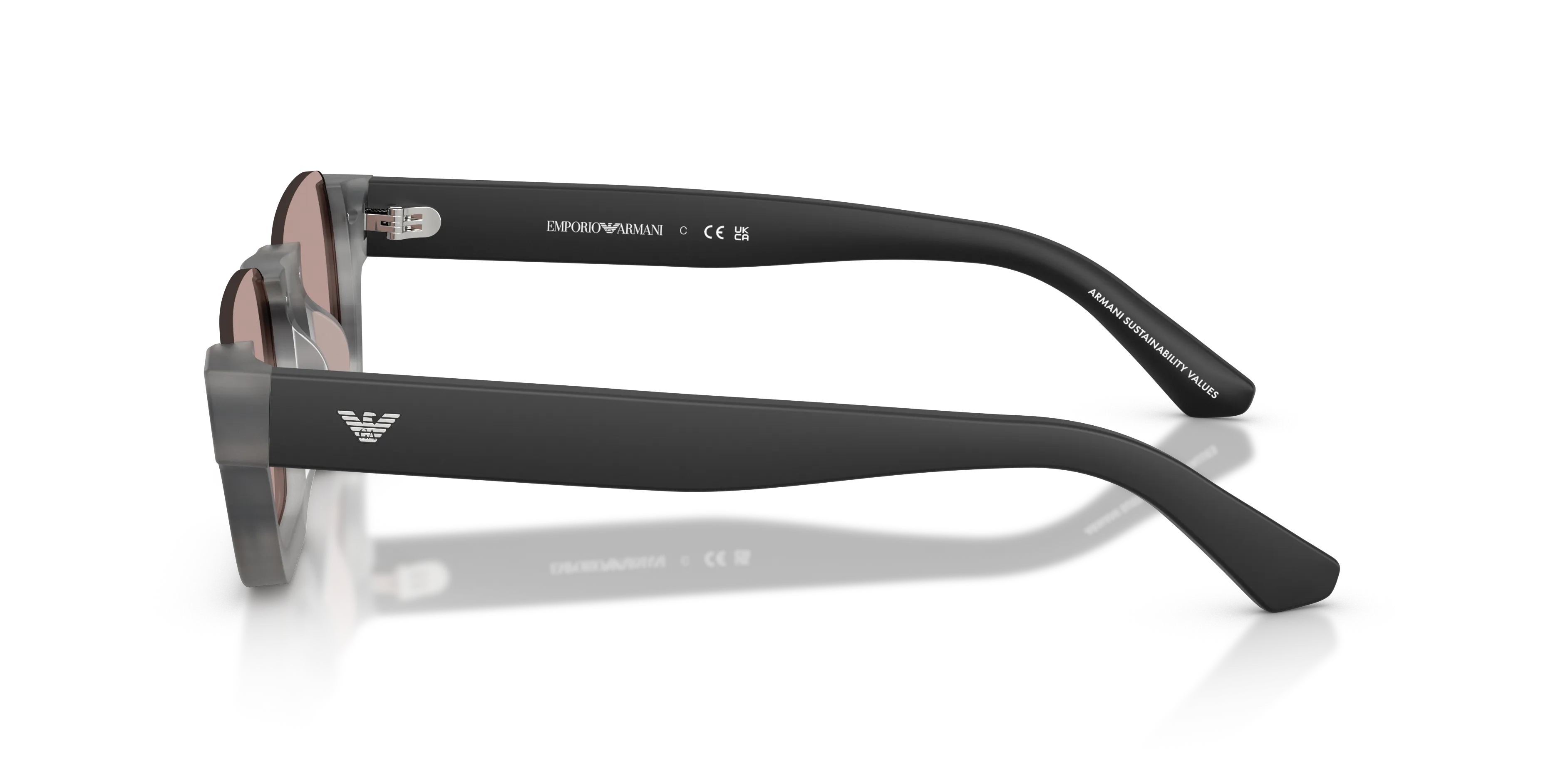 Emporio Armani EA4268U 63677N Occhiali da sole Acetato Grigio Marrone Geometrica Normale - immagine 4