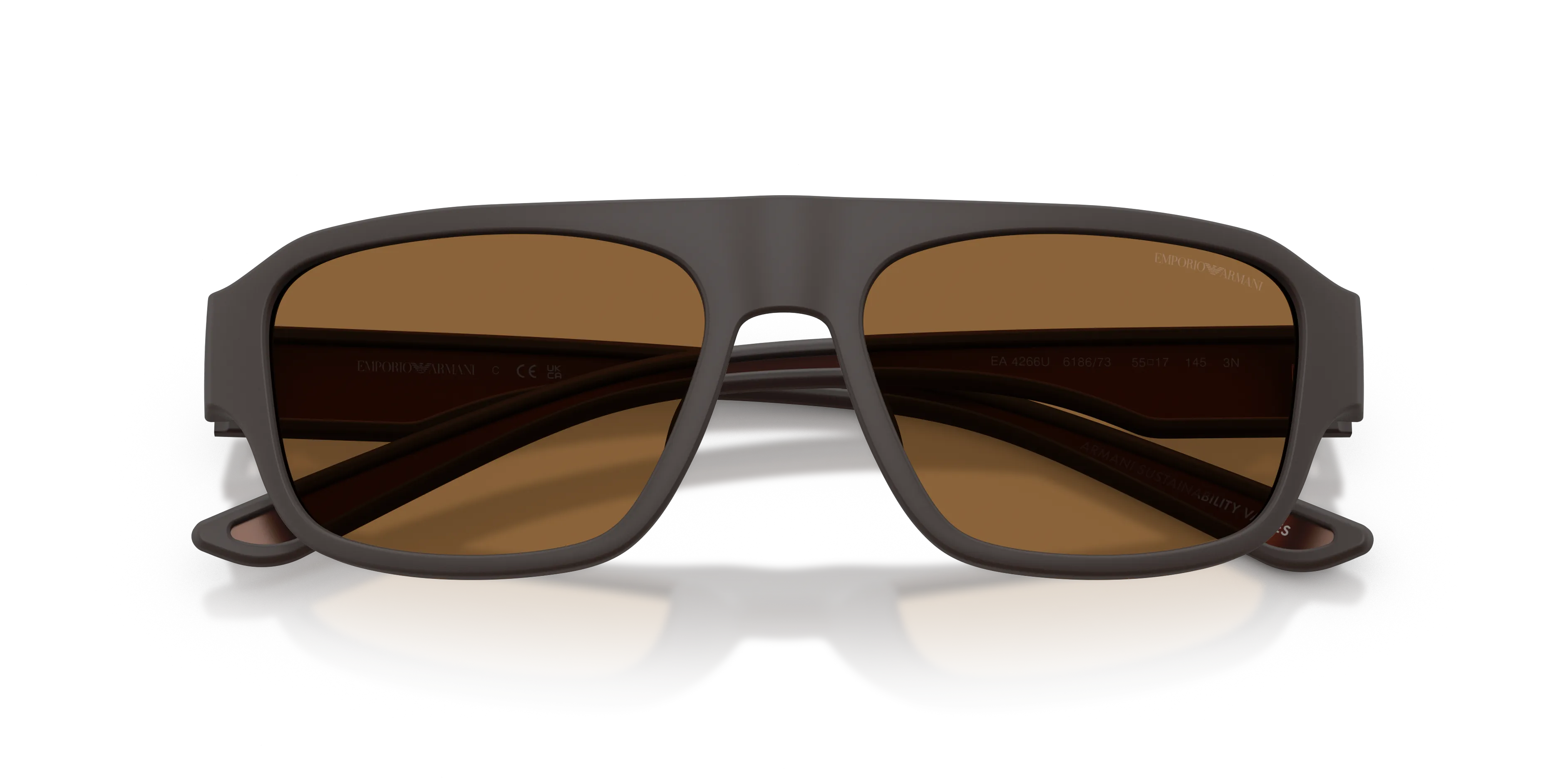 Emporio Armani EA4266U 618673 Occhiali da sole Iniettato Marrone Marrone Geometrica Normale - immagine 2