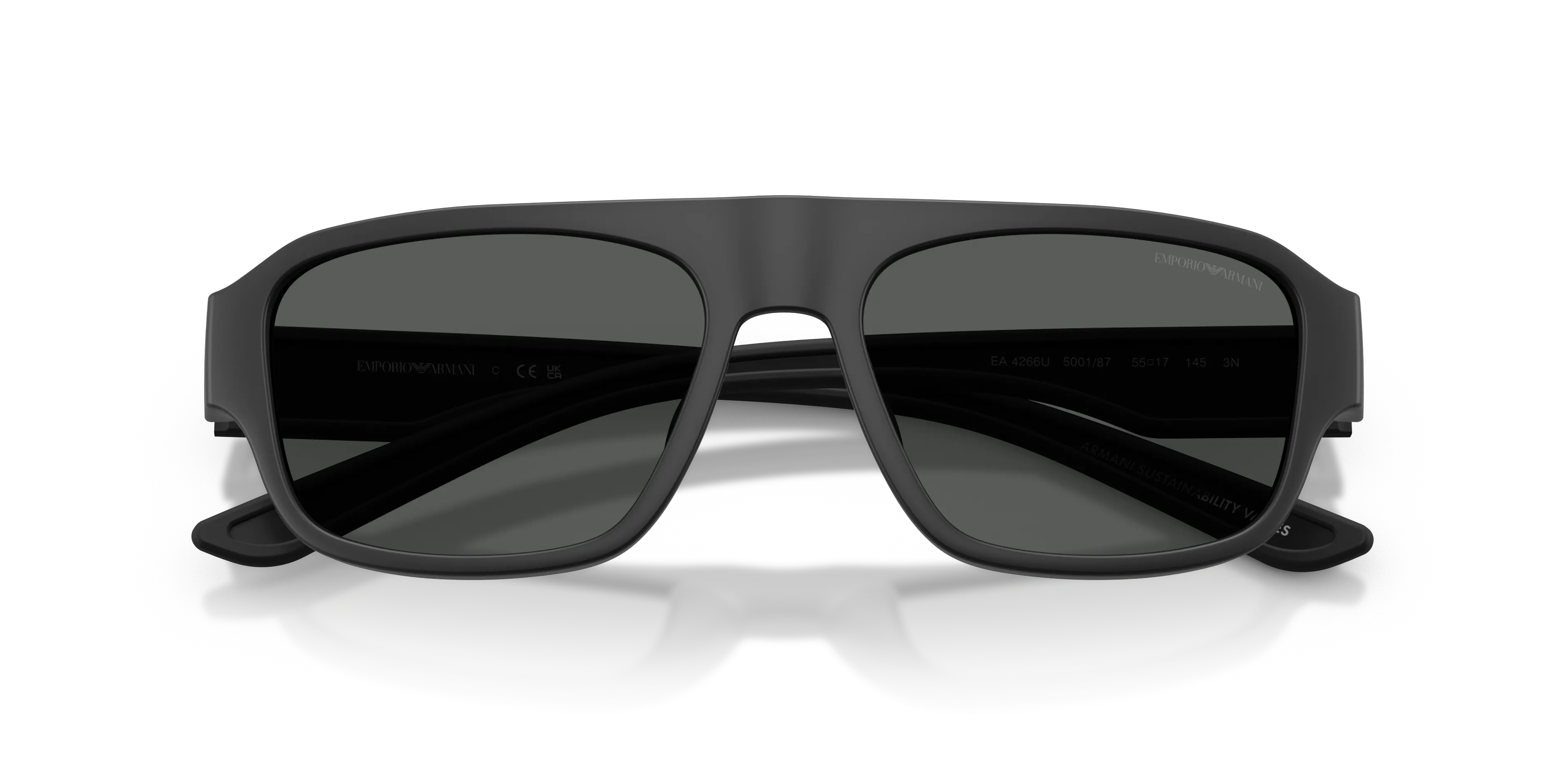 Emporio Armani EA4266U 500187 Occhiali da sole Iniettato Nero Grigio Geometrica Normale - immagine 2