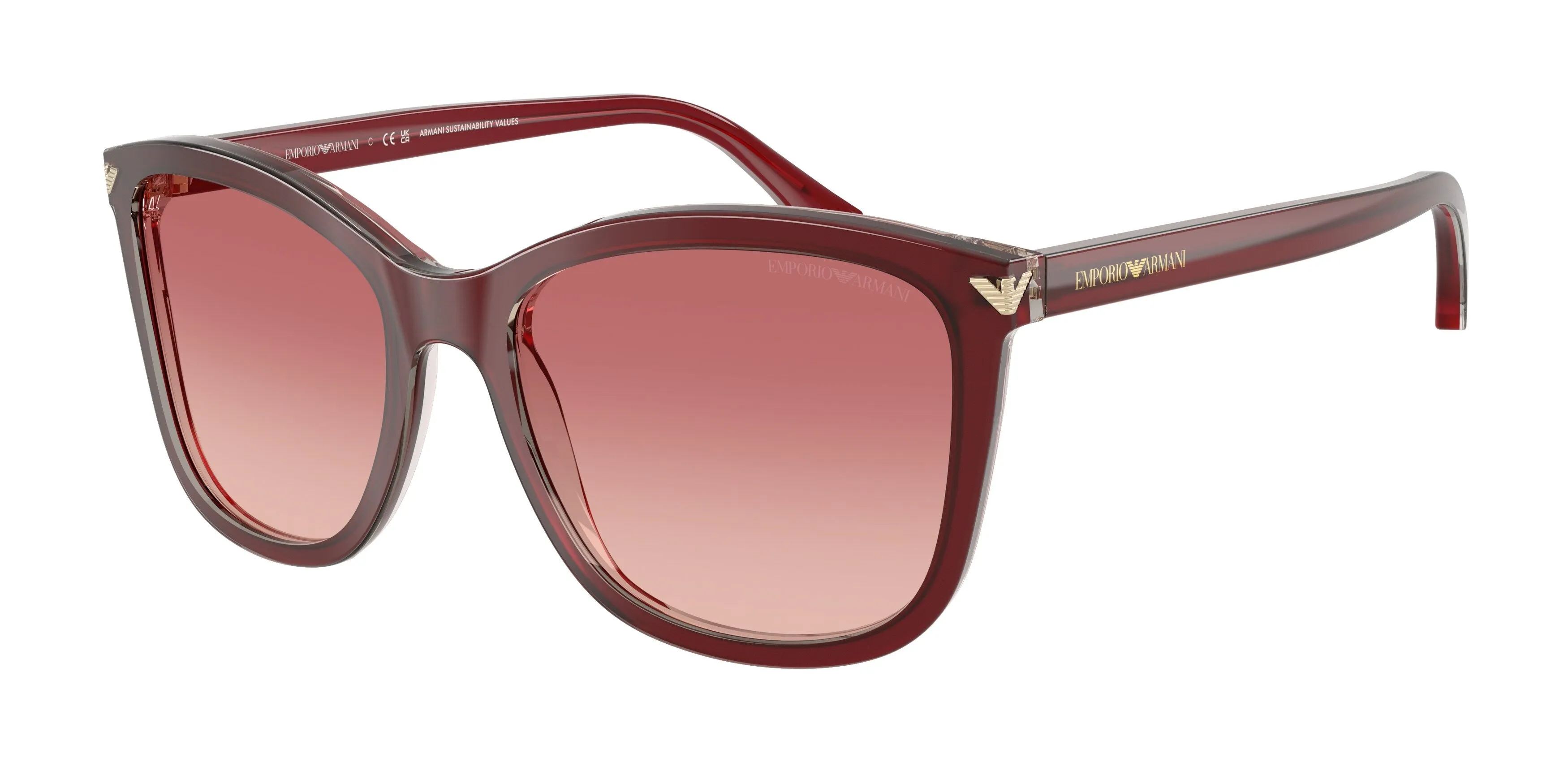 Emporio Armani EA4060 6377A5 Occhiali da sole Acetato Rosso Rosa Squadrata Normale Sfumato - immagine 1