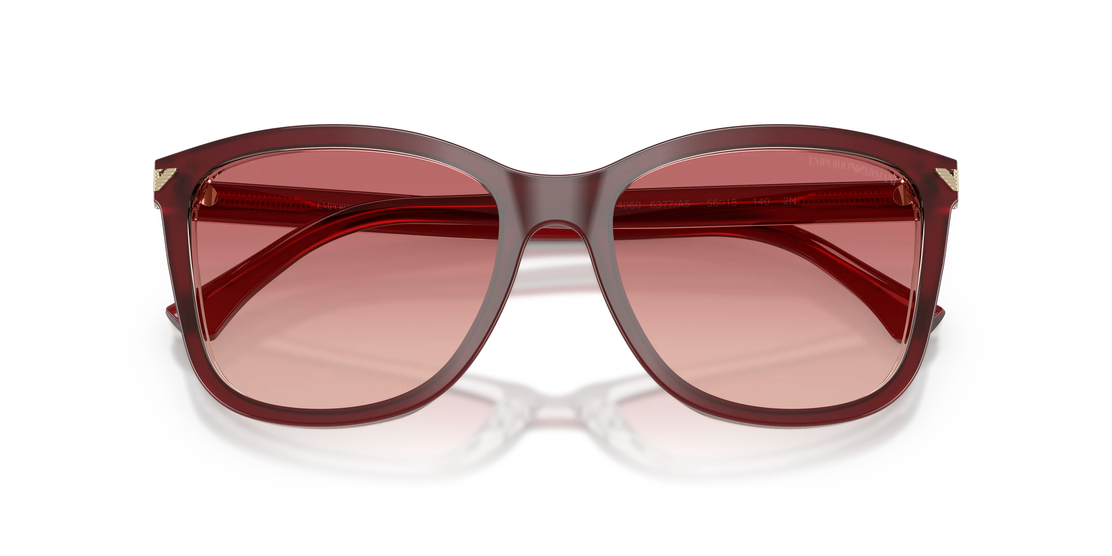 Emporio Armani EA4060 6377A5 Occhiali da sole Acetato Rosso Rosa Squadrata Normale Sfumato - immagine 2
