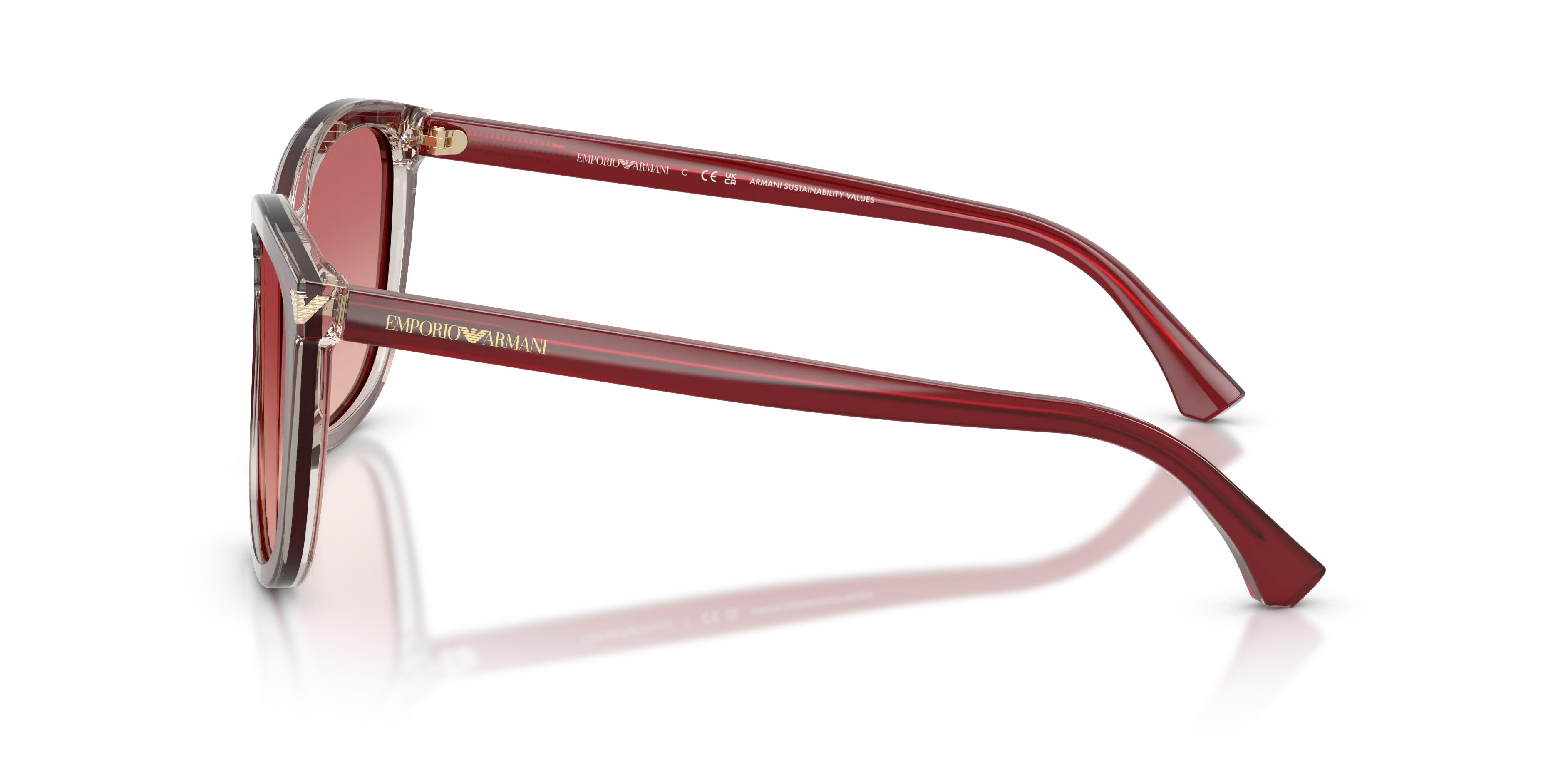 Emporio Armani EA4060 6377A5 Occhiali da sole Acetato Rosso Rosa Squadrata Normale Sfumato - immagine 4
