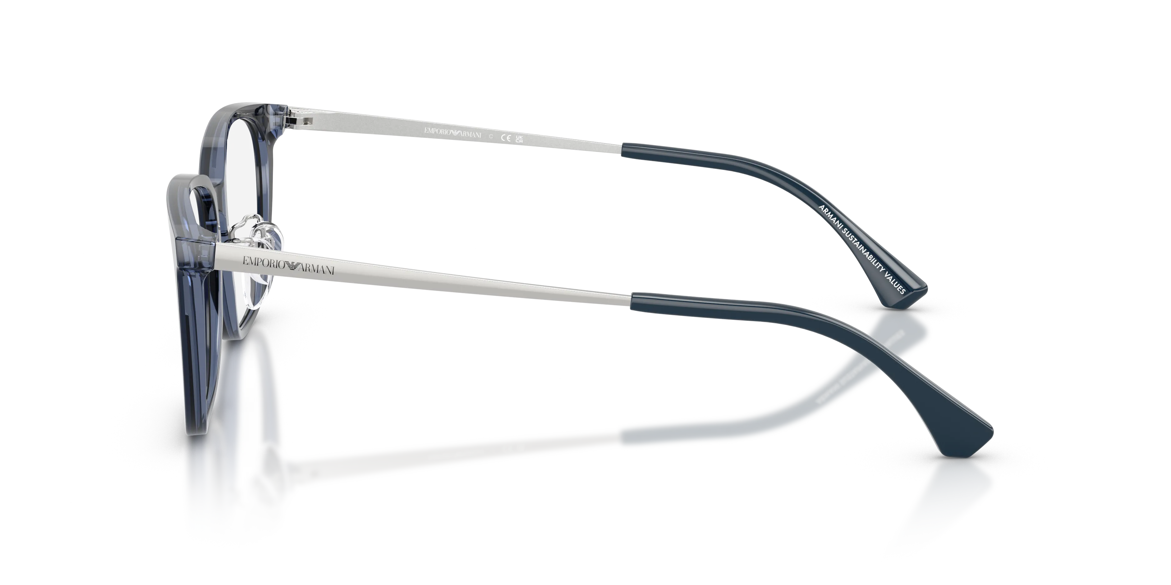 Emporio Armani EA3284D 6256 Montature da vista Acetato Blu Trasparente Geometrica Normale - immagine 4