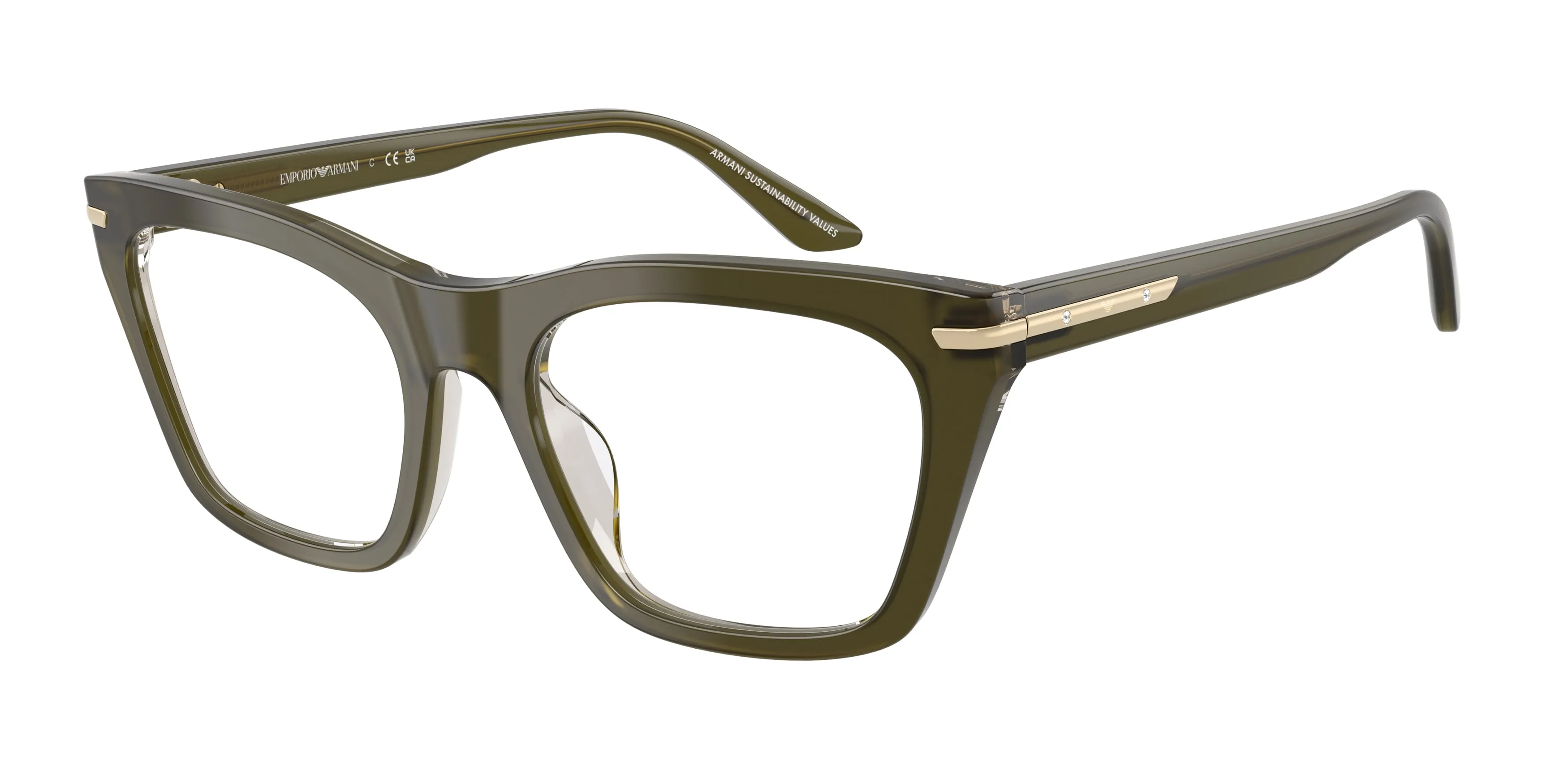 Emporio Armani EA3283BU 6378 Montature da vista Acetato Verde Trasparente Cat Eye Normale - immagine 1