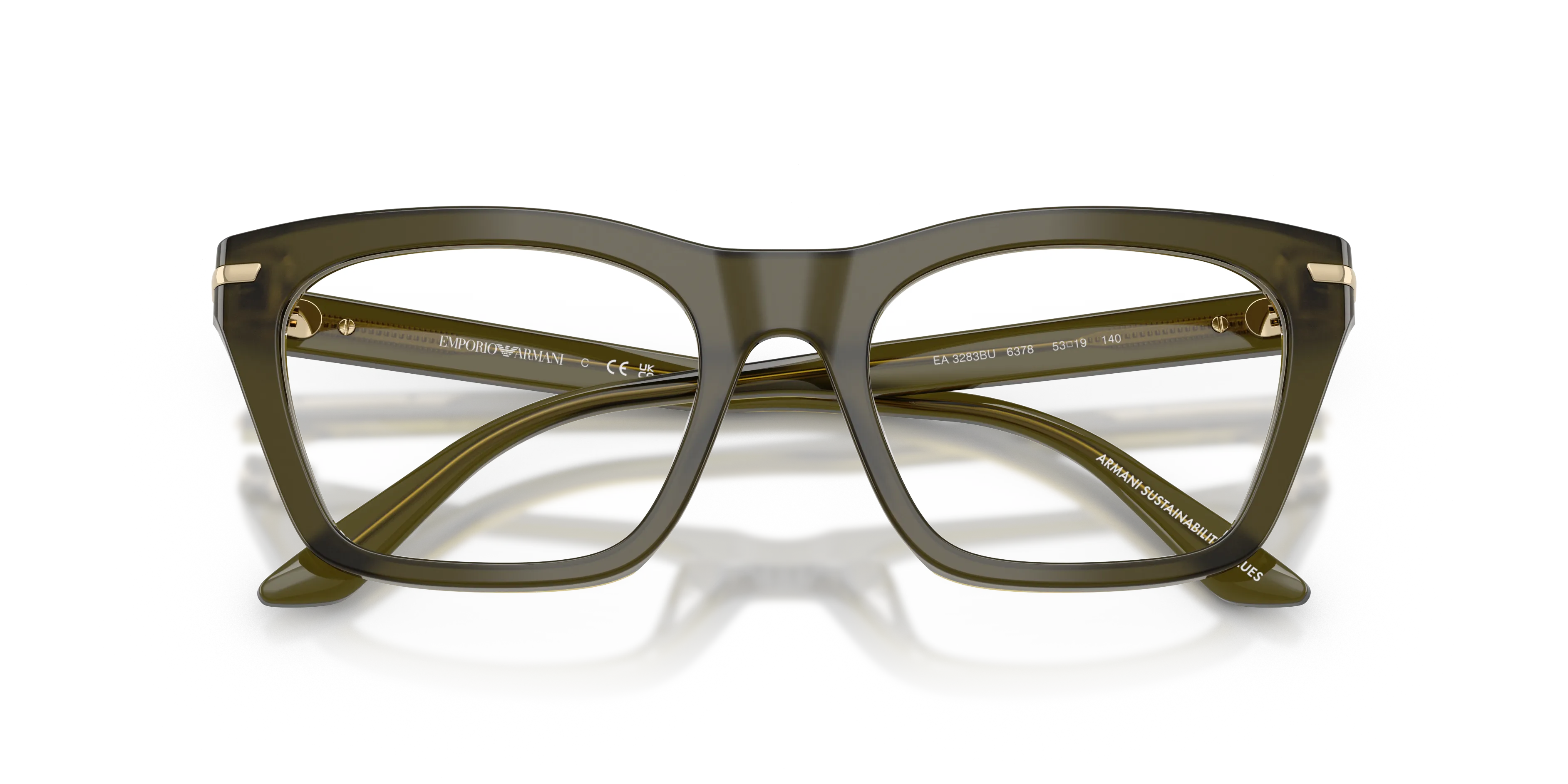 Emporio Armani EA3283BU 6378 Montature da vista Acetato Verde Trasparente Cat Eye Normale - immagine 2