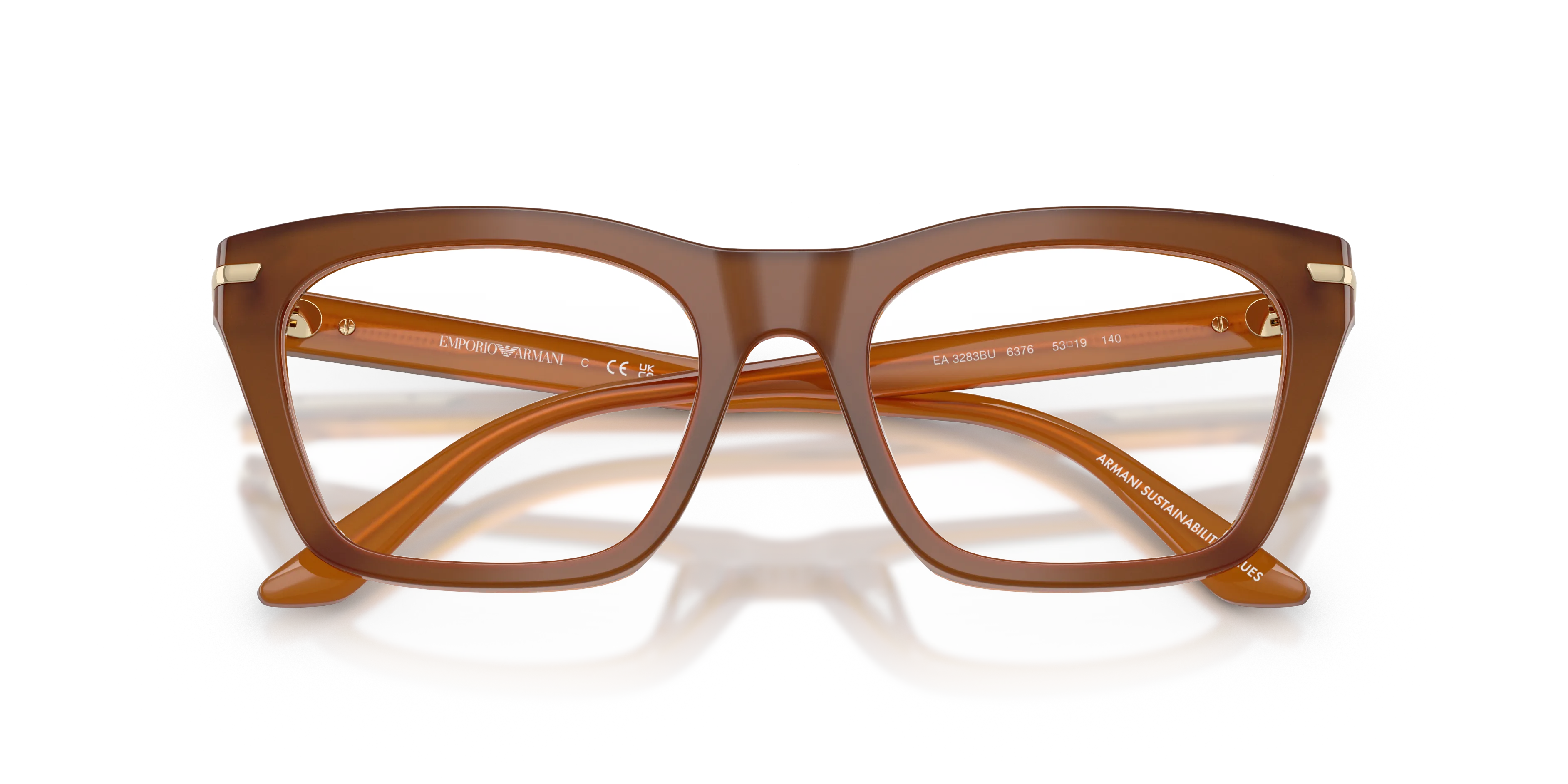 Emporio Armani EA3283BU 6376 Montature da vista Acetato Marrone Trasparente Cat Eye Normale - immagine 2