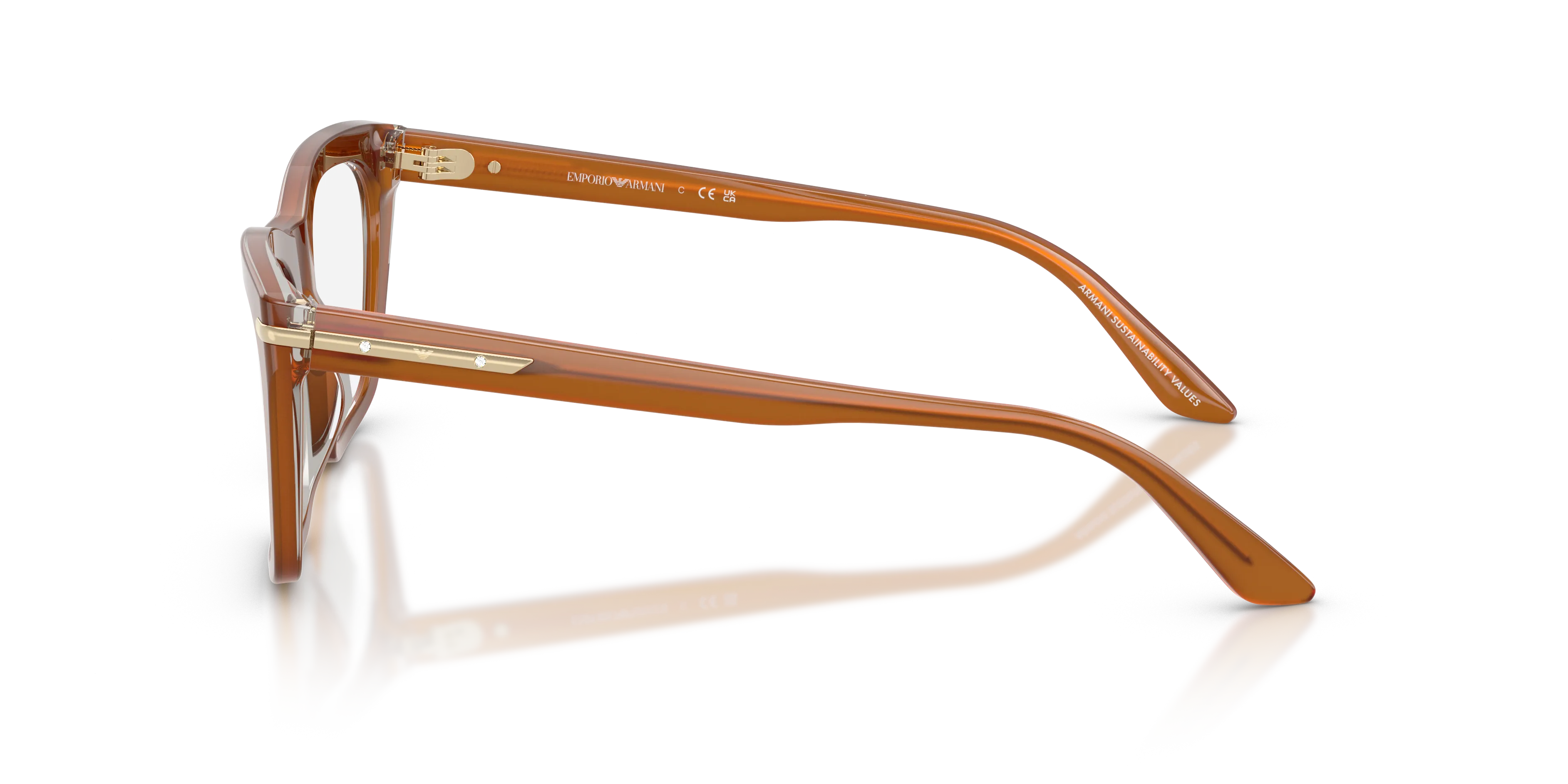 Emporio Armani EA3283BU 6376 Montature da vista Acetato Marrone Trasparente Cat Eye Normale - immagine 4