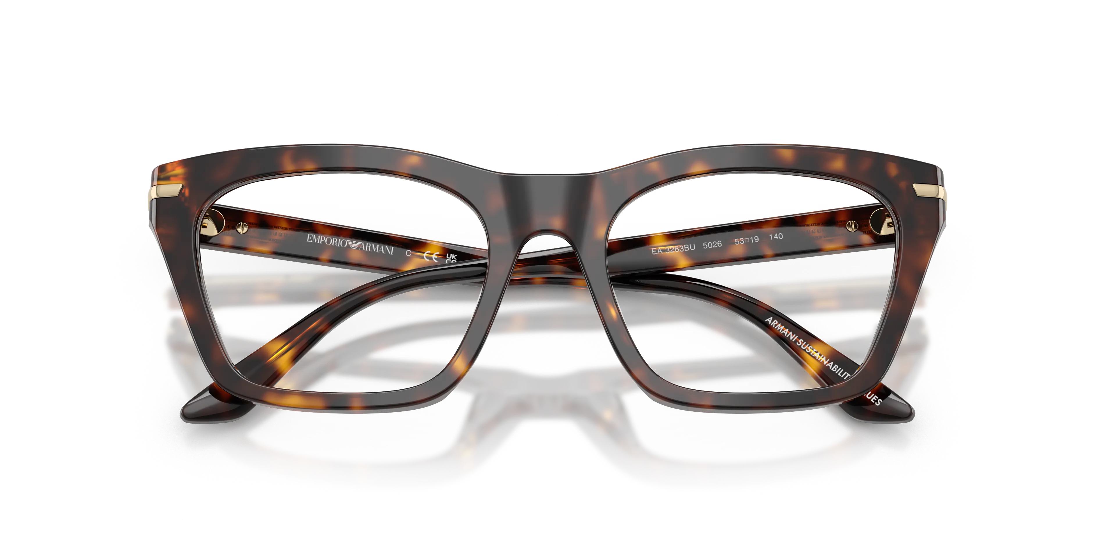 Emporio Armani EA3283BU 5026 Montature da vista Acetato Tartaruga Trasparente Cat Eye Normale - immagine 2