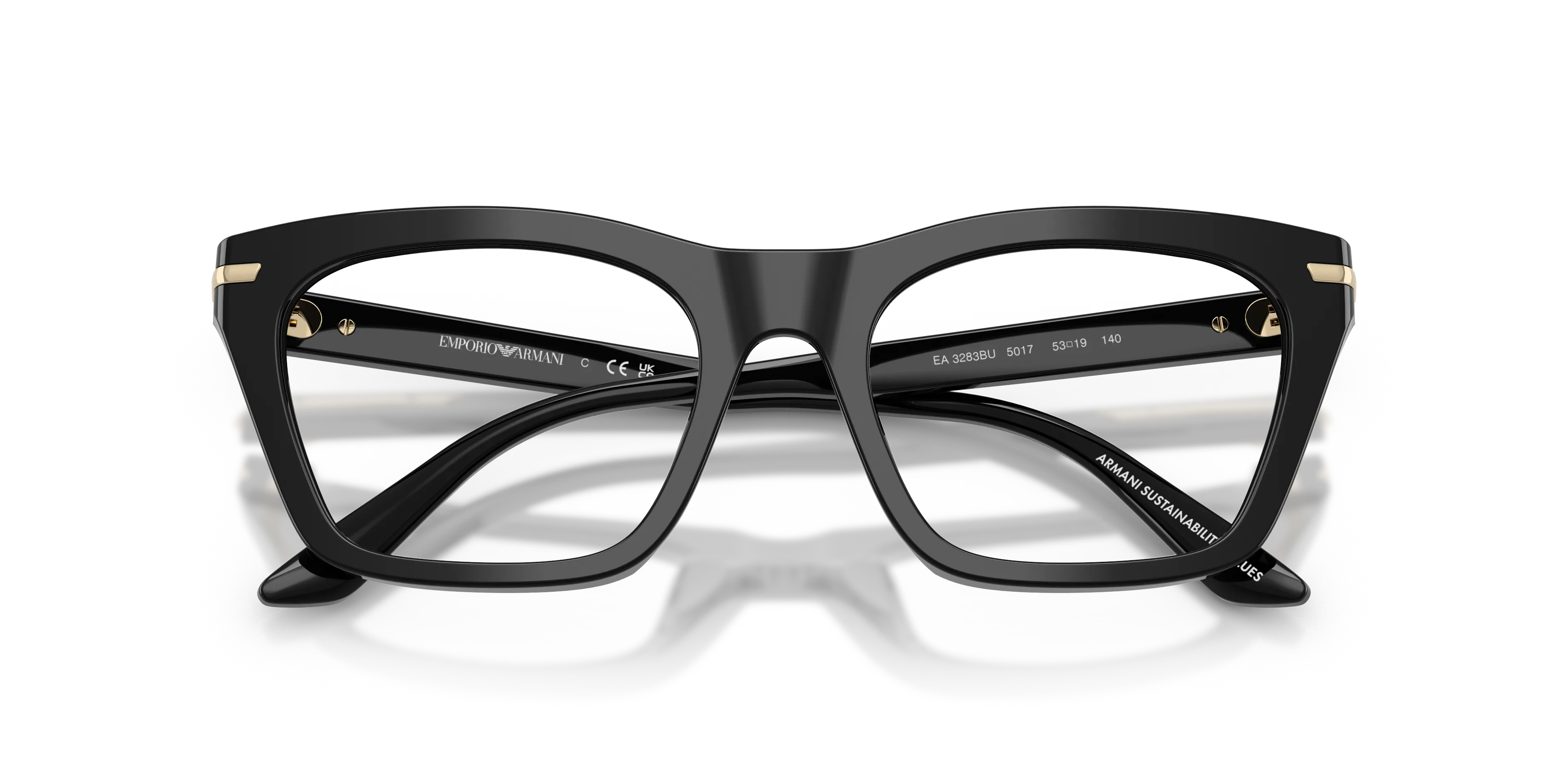 Emporio Armani EA3283BU 5017 Montature da vista Acetato Nero Trasparente Cat Eye Normale - immagine 2