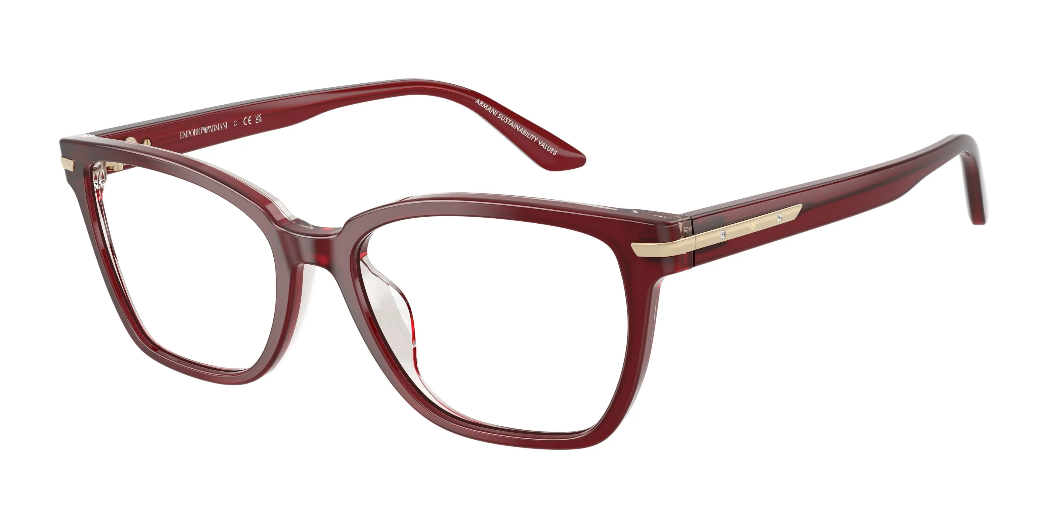 Emporio Armani EA3282BU 6377 Montature da vista Acetato Rosso Trasparente Cat Eye Normale - immagine 1