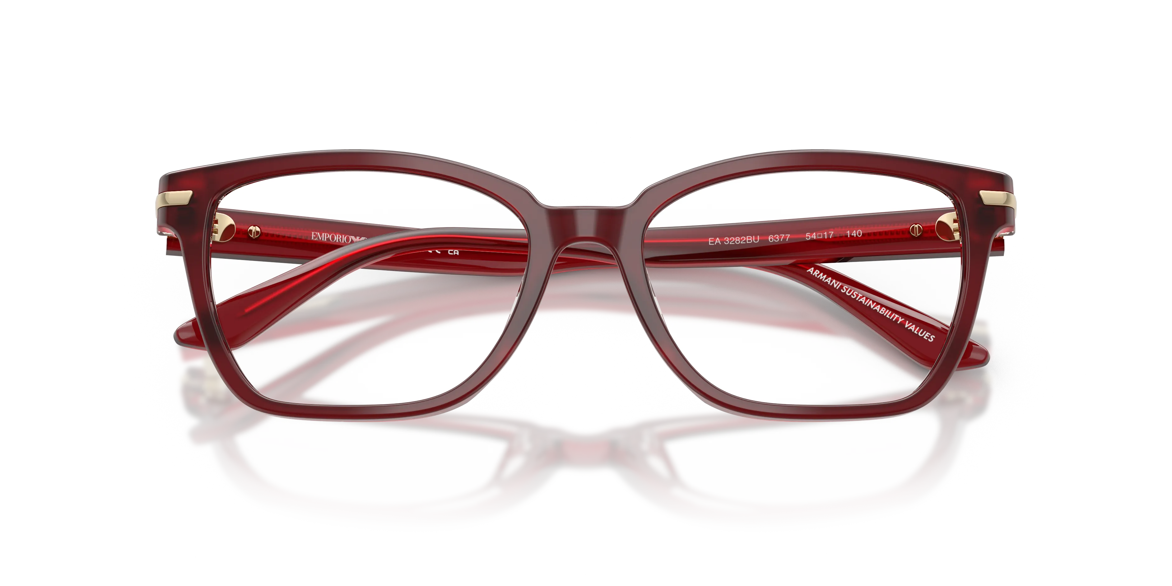 Emporio Armani EA3282BU 6377 Montature da vista Acetato Rosso Trasparente Cat Eye Normale - immagine 2