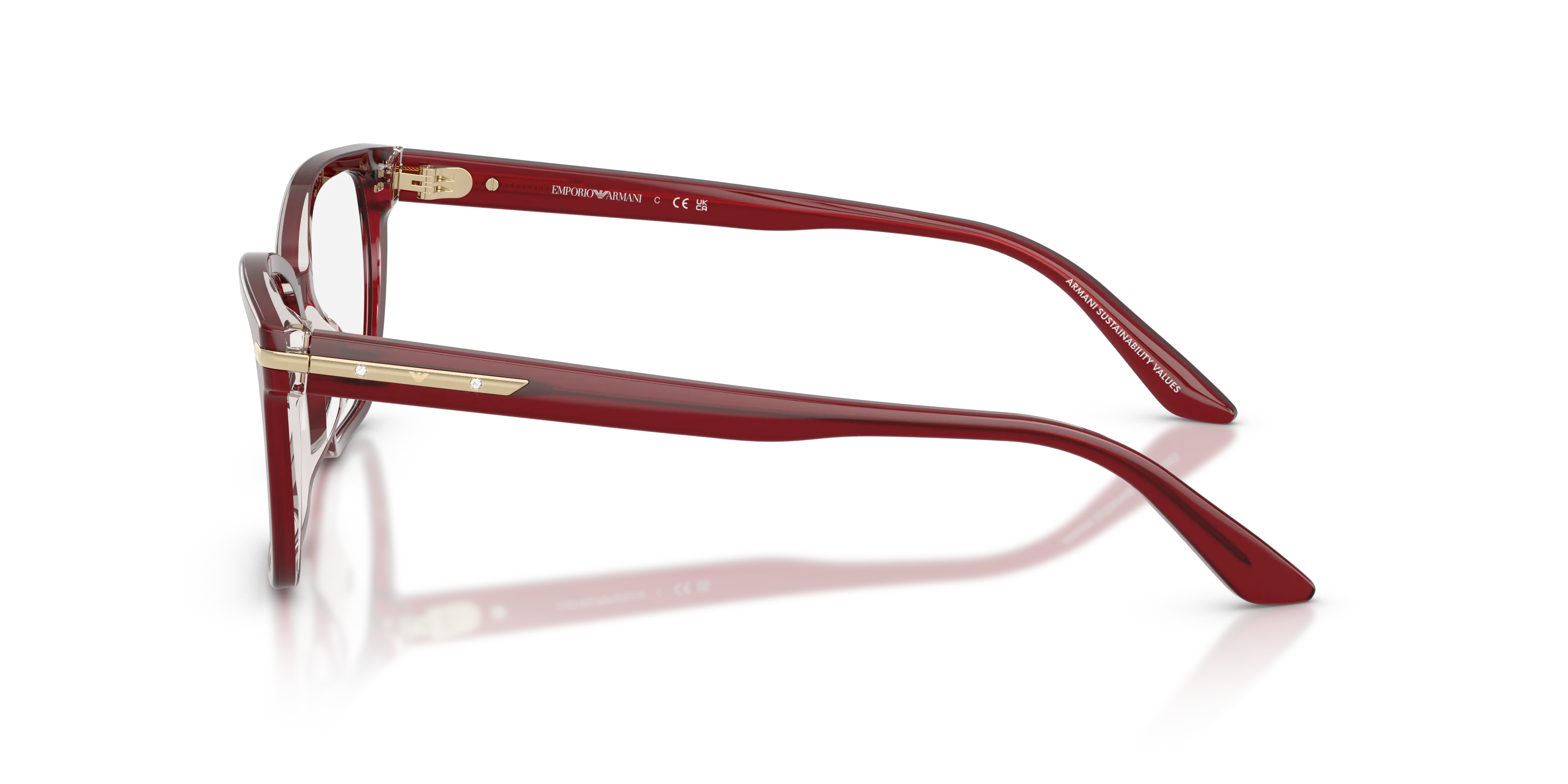 Emporio Armani EA3282BU 6377 Montature da vista Acetato Rosso Trasparente Cat Eye Normale - immagine 4