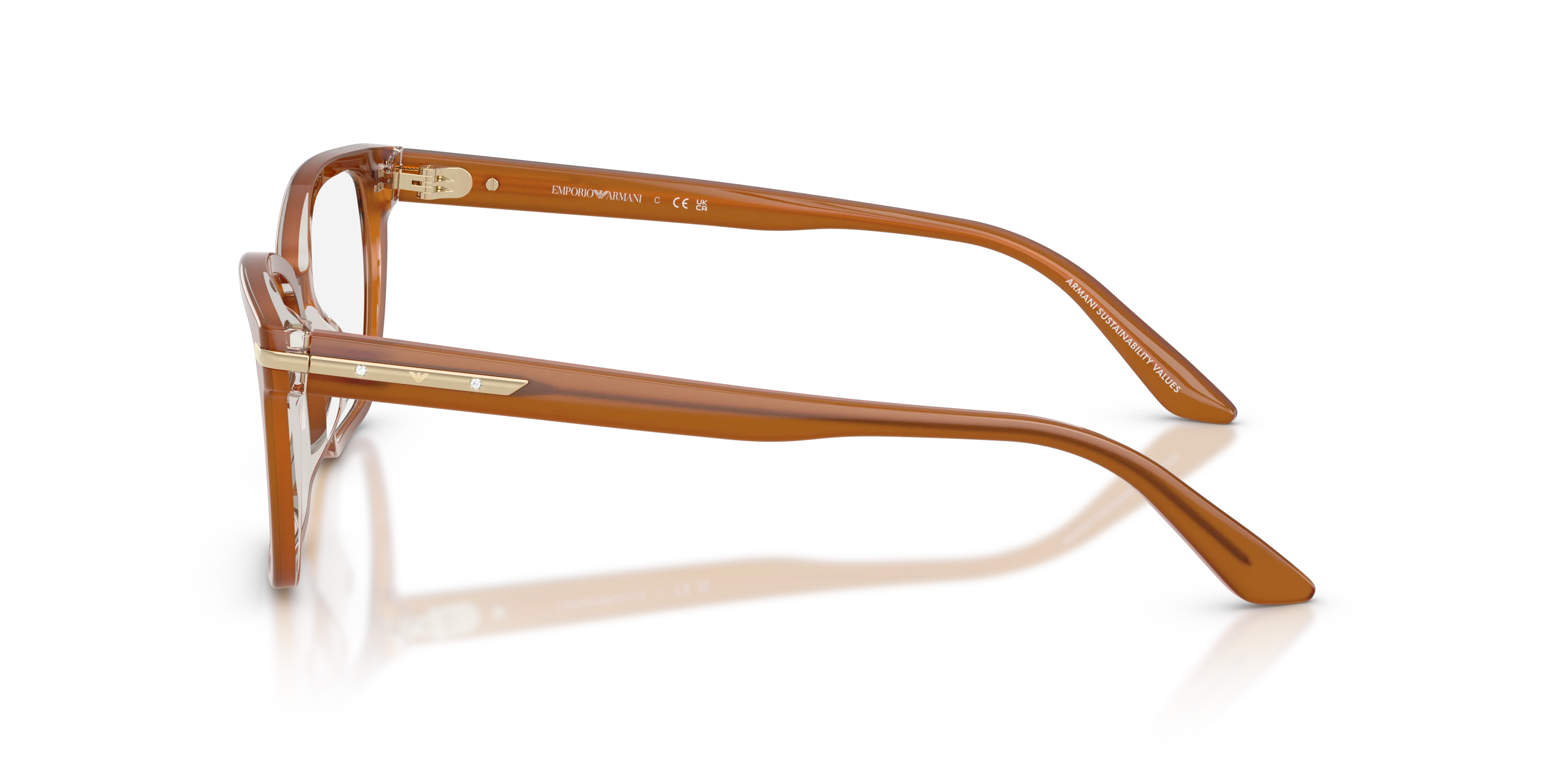 Emporio Armani EA3282BU 6376 Montature da vista Acetato Marrone Trasparente Cat Eye Normale - immagine 4