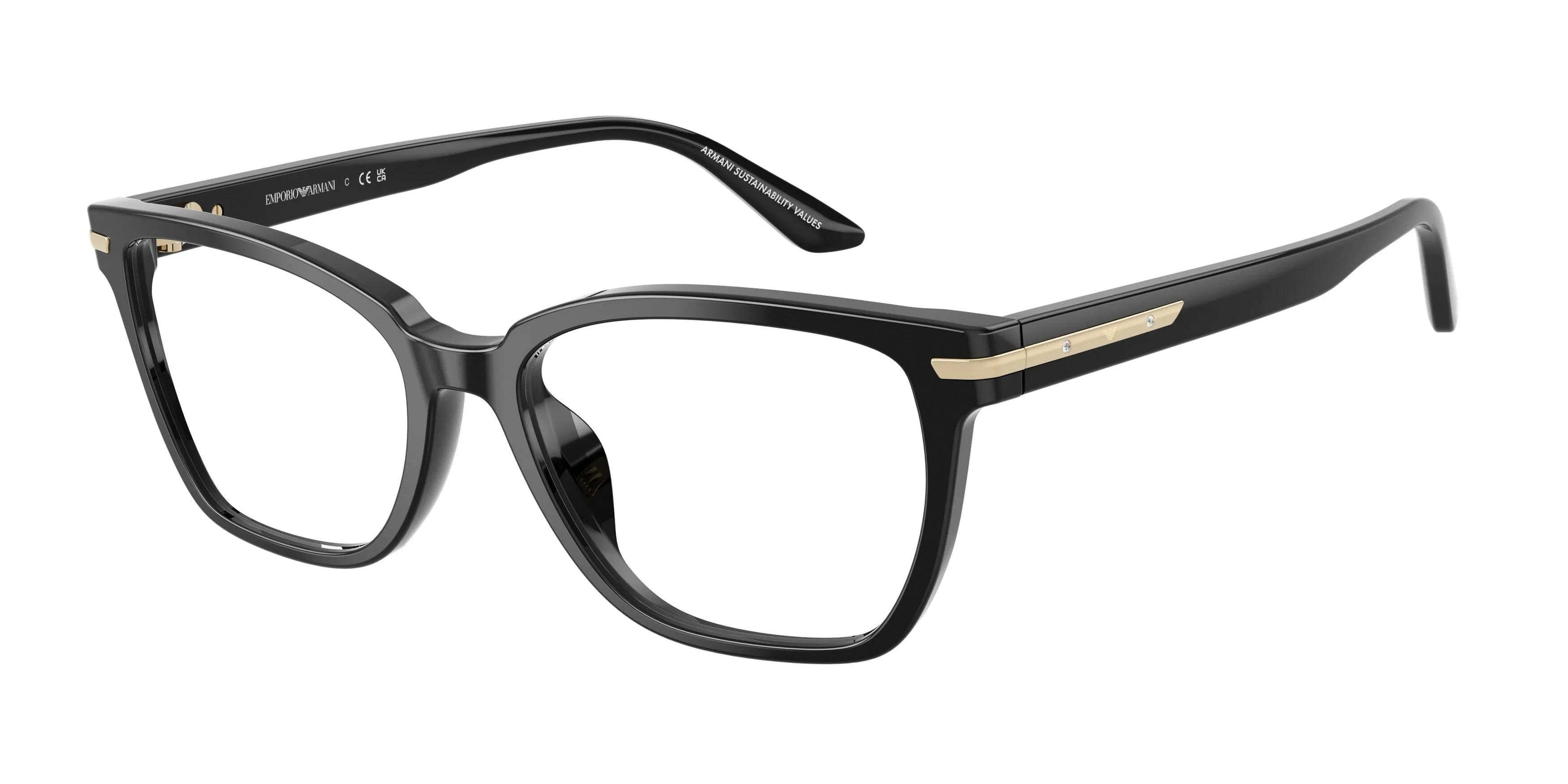 Emporio Armani EA3282BU 5017 Montature da vista Acetato Nero Trasparente Cat Eye Normale - immagine 1
