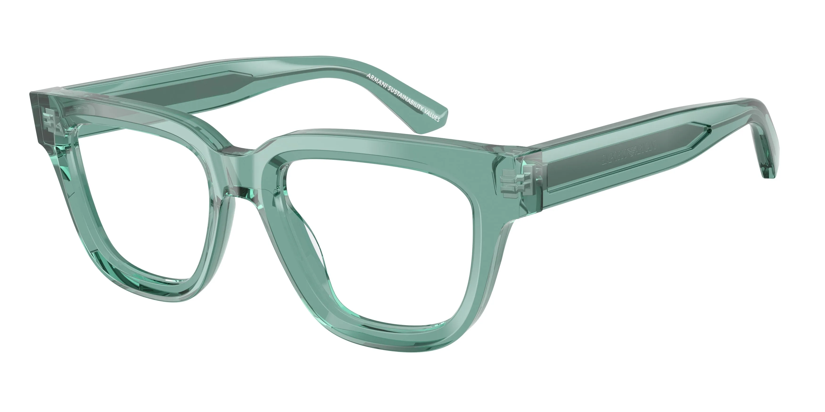 Emporio Armani EA3281 6365 Montature da vista Acetato Verde Trasparente Geometrica Normale - immagine 1