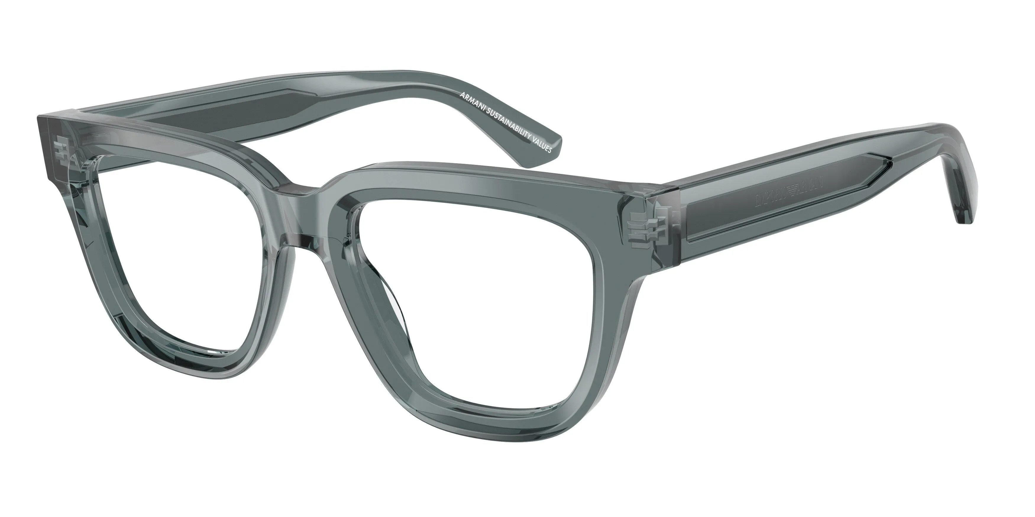 Emporio Armani EA3281 6364 Montature da vista Acetato Grigio Trasparente Geometrica Normale - immagine 1