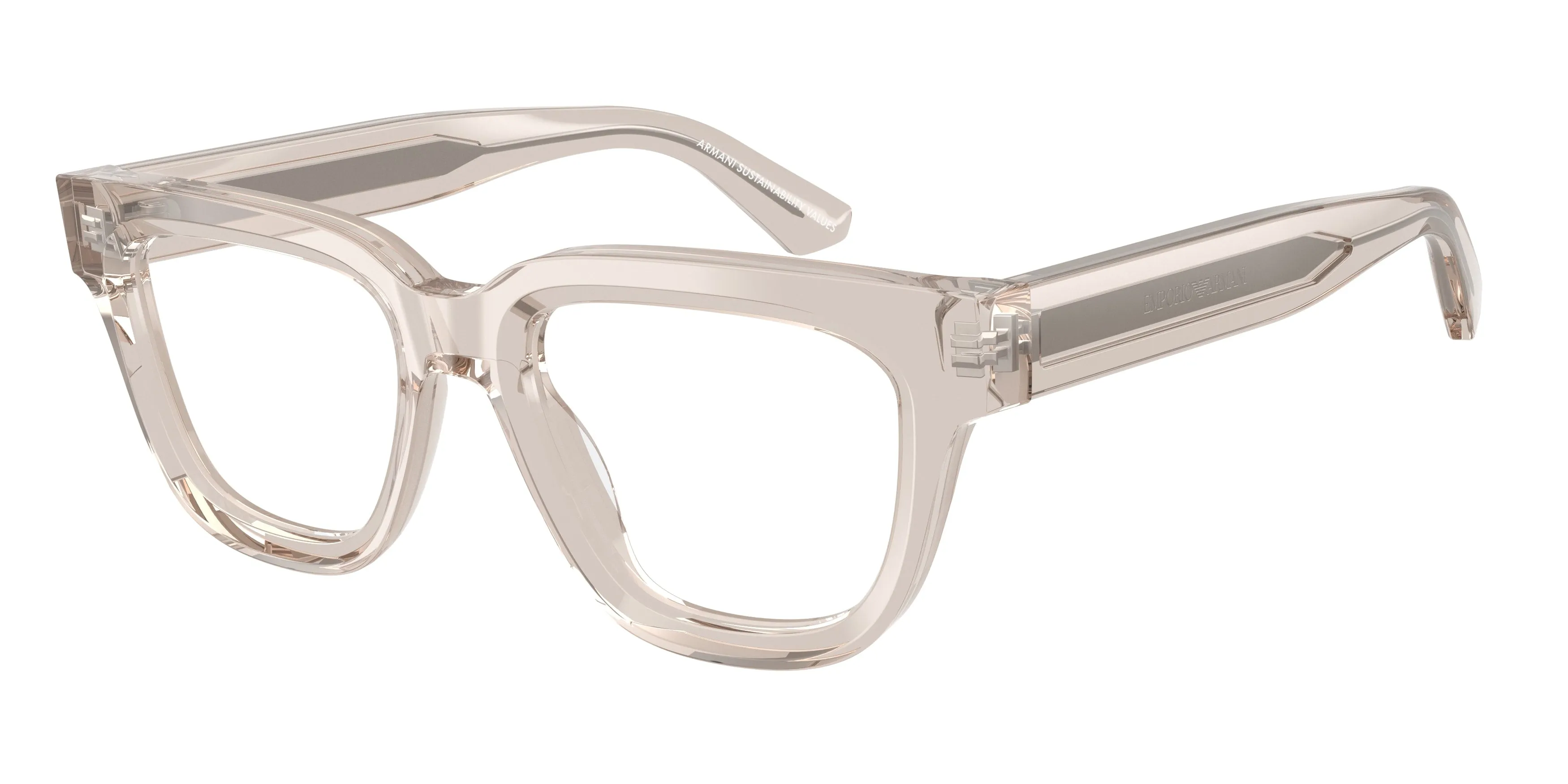Emporio Armani EA3281 6363 Montature da vista Acetato Marrone Trasparente Geometrica Normale - immagine 1
