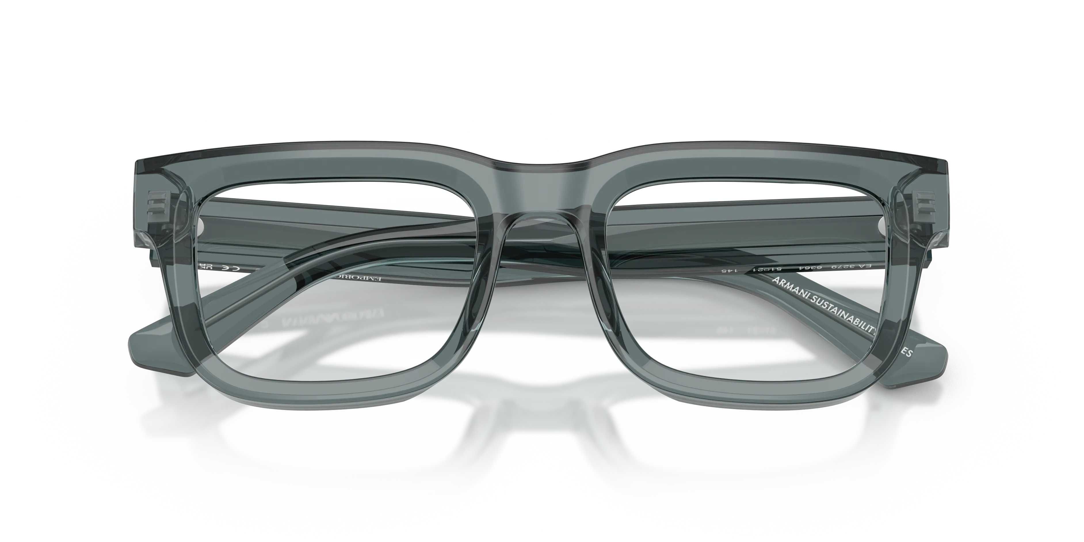Emporio Armani EA3279 6364 Montature da vista Acetato Grigio Trasparente Squadrata Normale - immagine 2