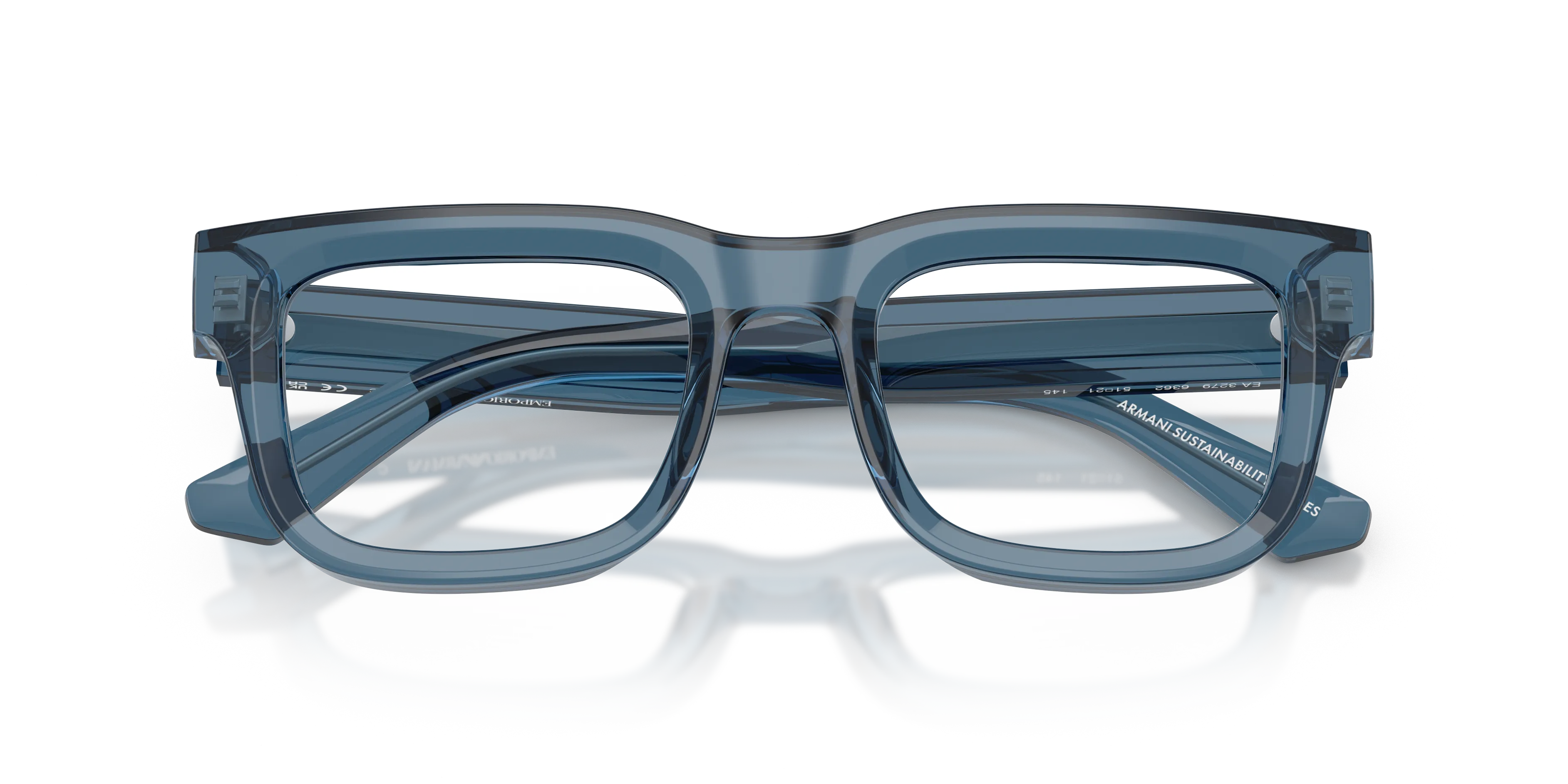Emporio Armani EA3279 6362 Montature da vista Acetato Blu Trasparente Squadrata Normale - immagine 2