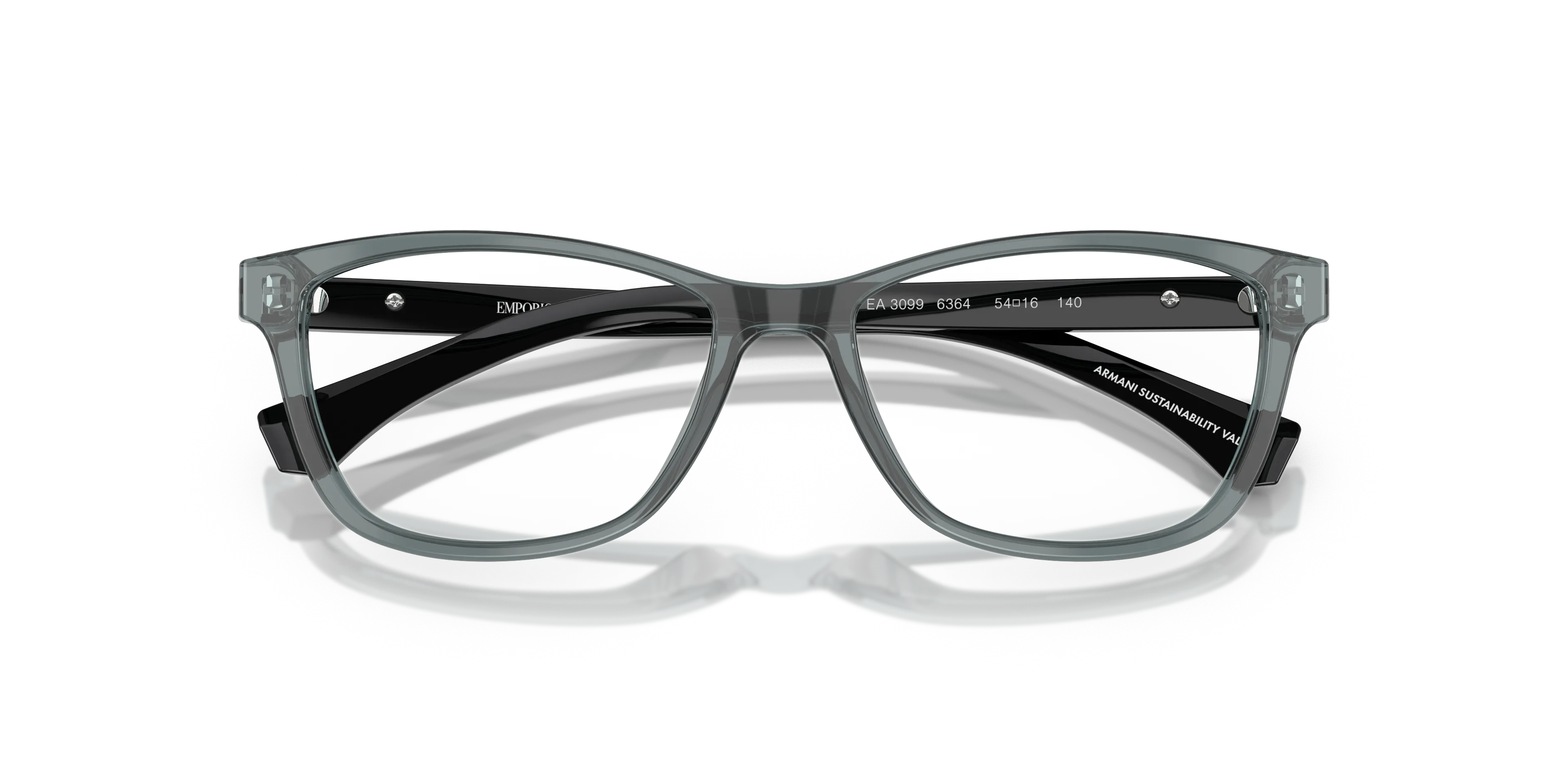 Emporio Armani EA3099 6364 Montature da vista Acetato Grigio Trasparente Cat Eye Normale - immagine 2