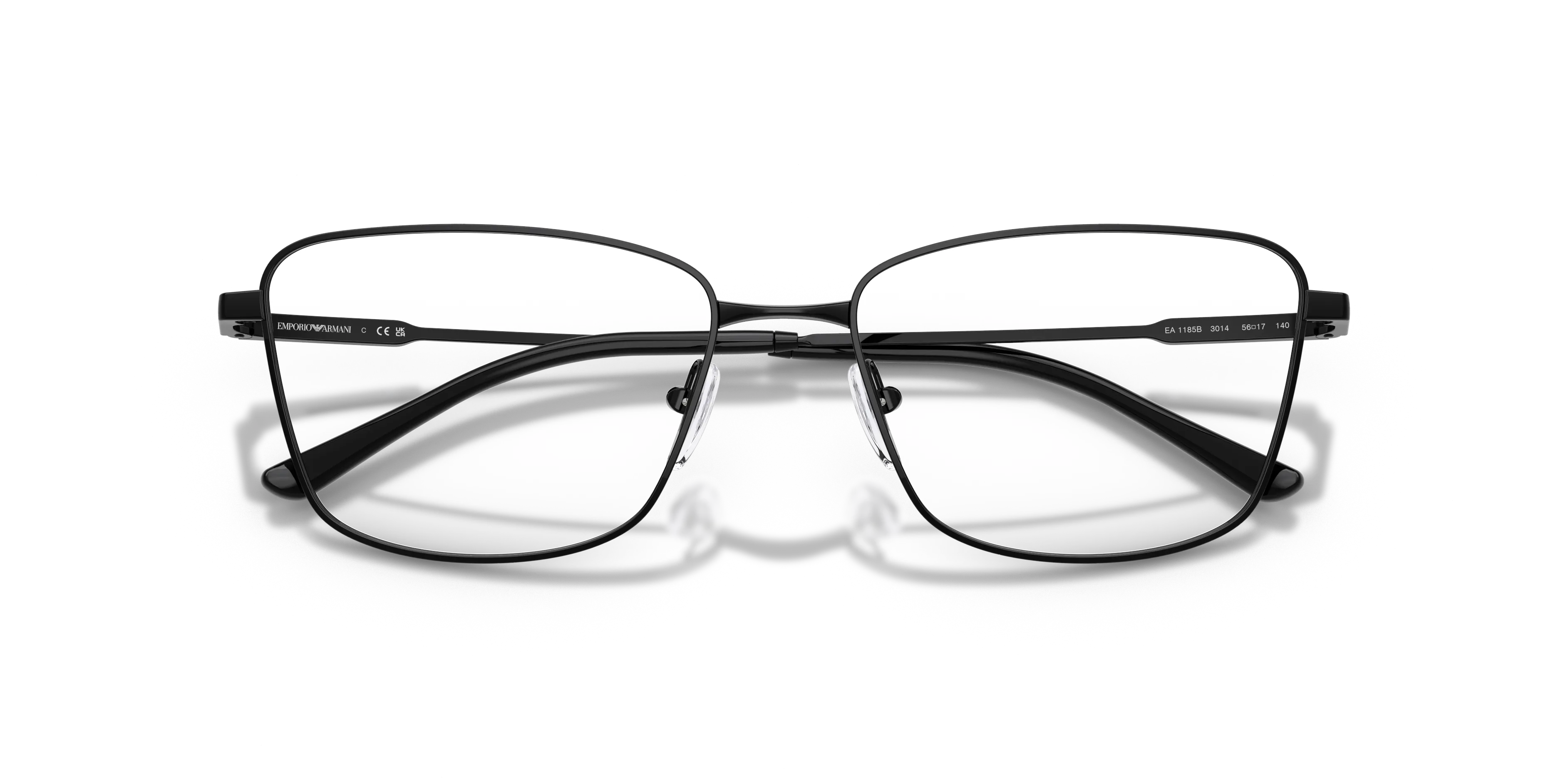 Emporio Armani EA1185B 3014 Montature da vista Metallo Nero Trasparente Geometrica Normale - immagine 2