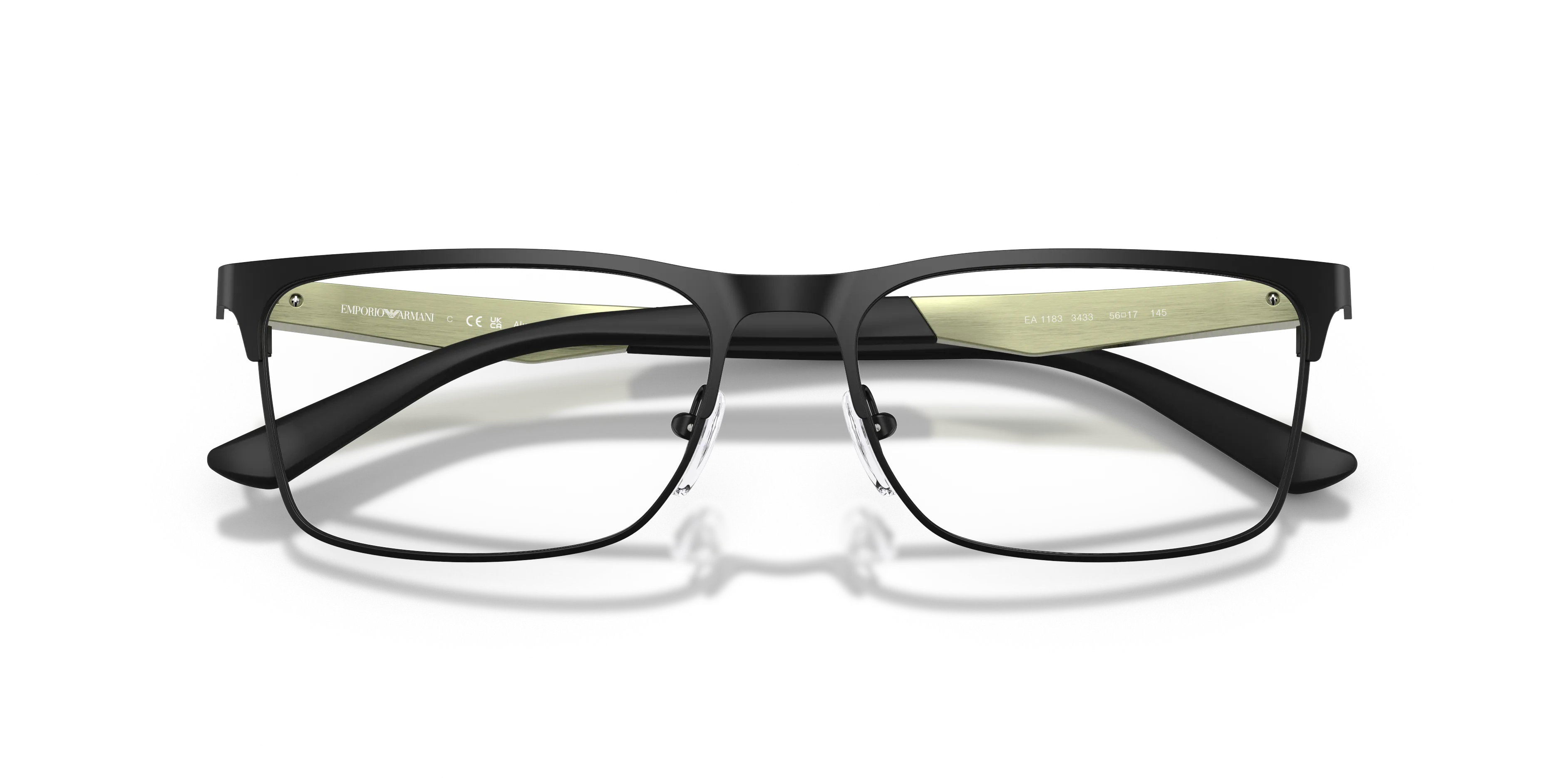 Emporio Armani EA1183 3433 Montature da vista Metallo Nero Trasparente Squadrata Normale - immagine 2