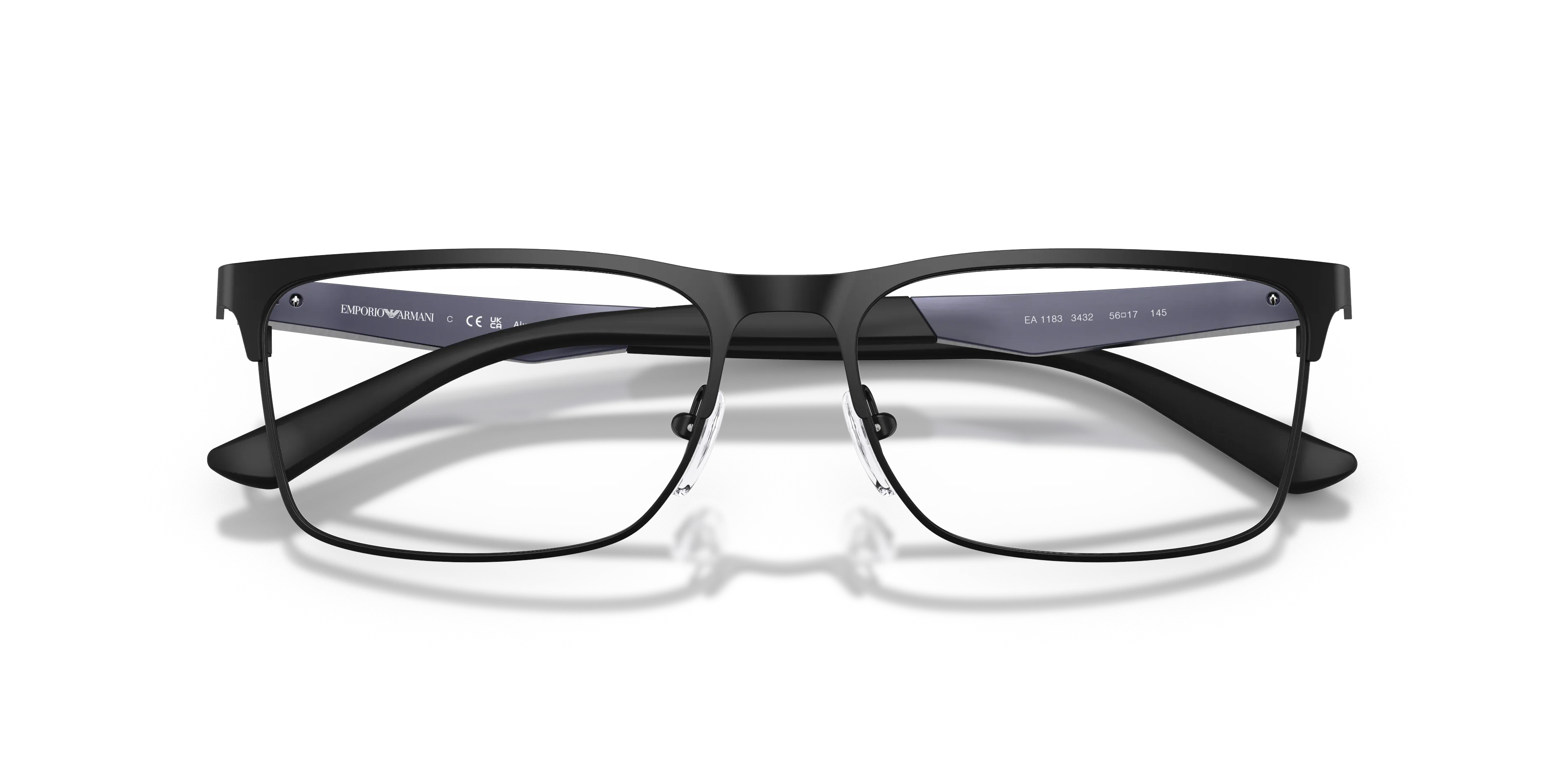 Emporio Armani EA1183 3432 Montature da vista Metallo Nero Trasparente Squadrata Normale - immagine 2