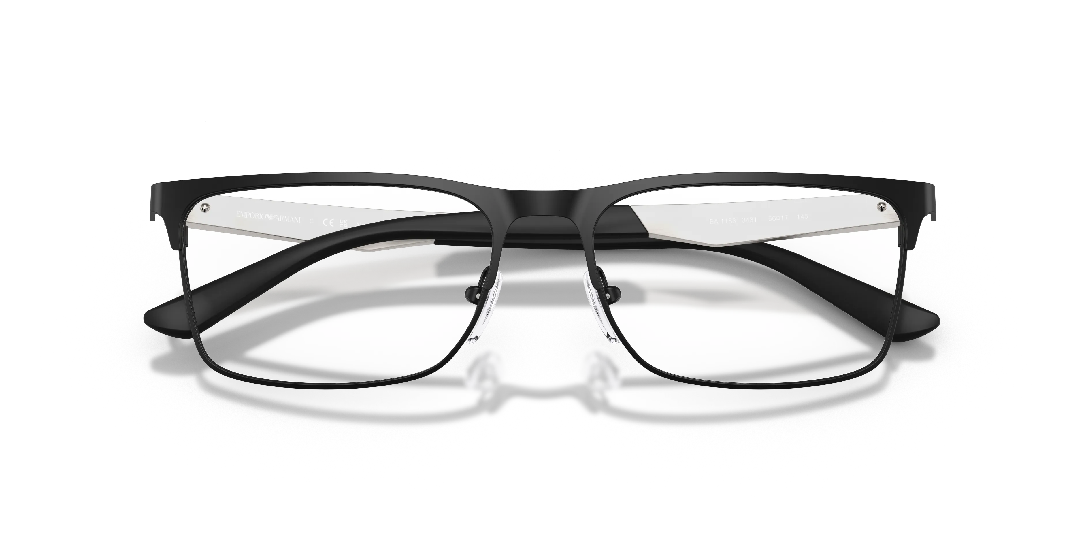 Emporio Armani EA1183 3431 Montature da vista Metallo Nero Trasparente Squadrata Normale - immagine 2